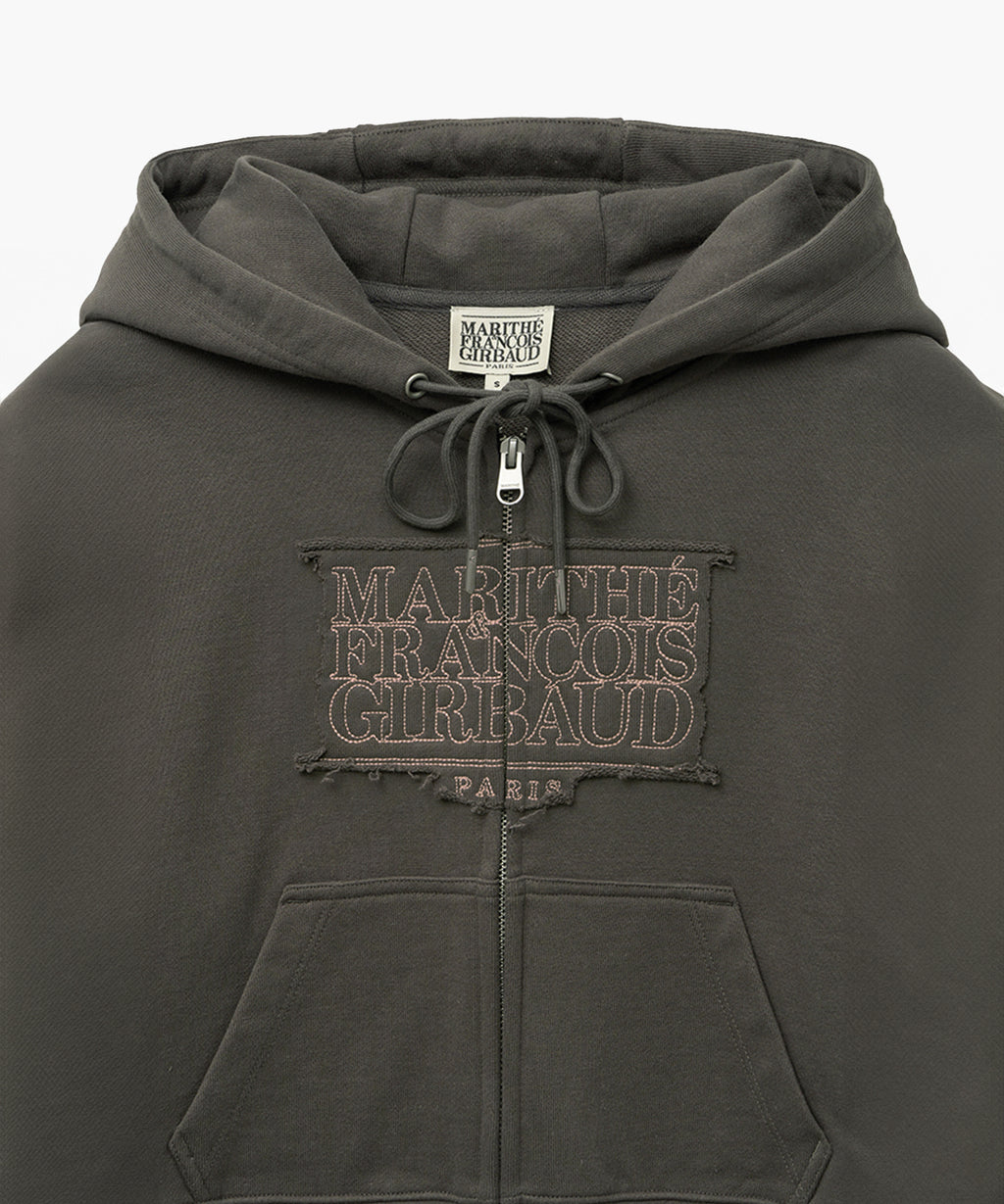 Marithe & Francois Girbaud - Classic Logo Crop Hoodie Zipup (Charcoal) product image 8 | TRAB K-Fashion Australia