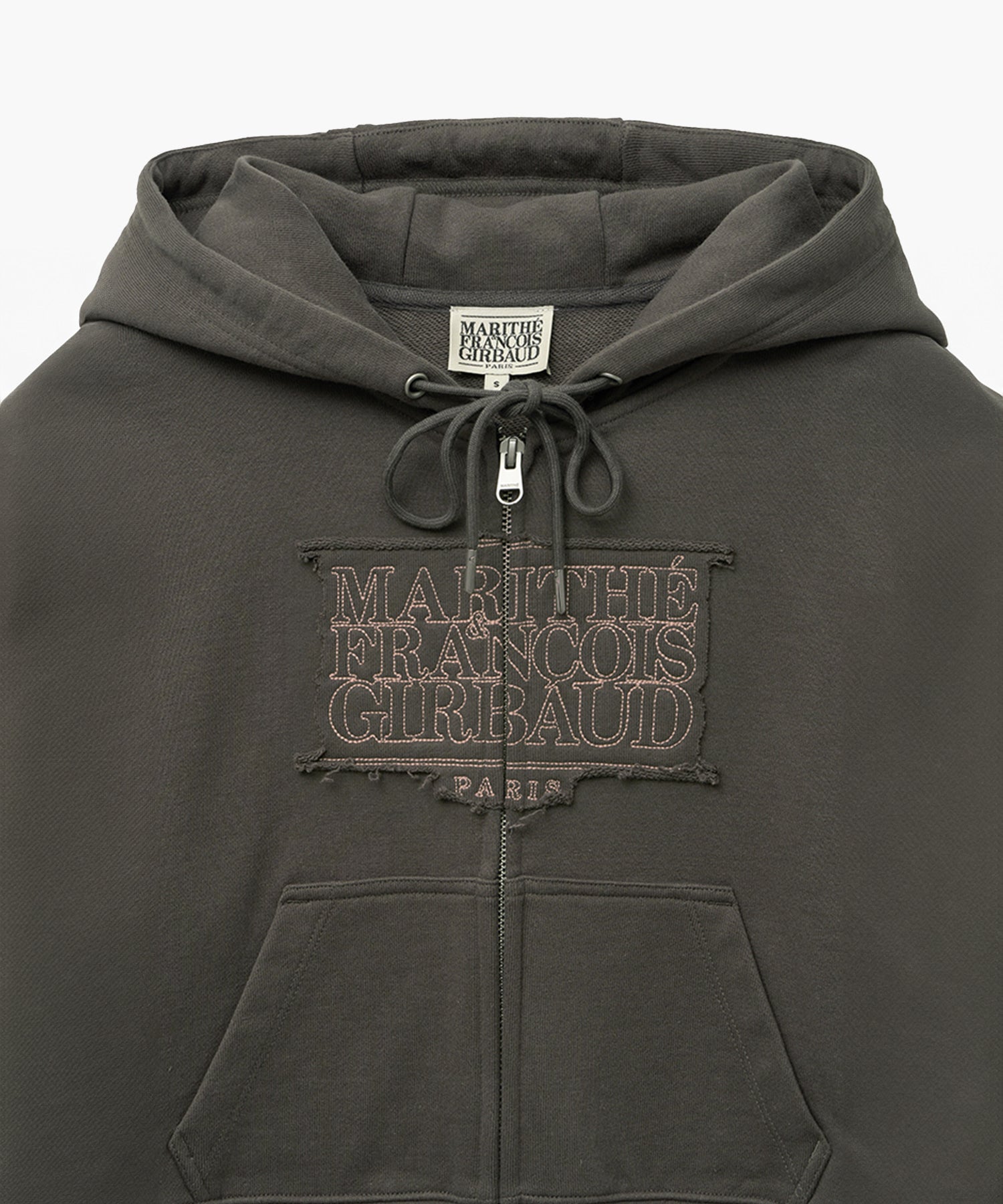 Marithe & Francois Girbaud - Classic Logo Crop Hoodie Zipup (Charcoal) product image 8 | TRAB K-Fashion Australia