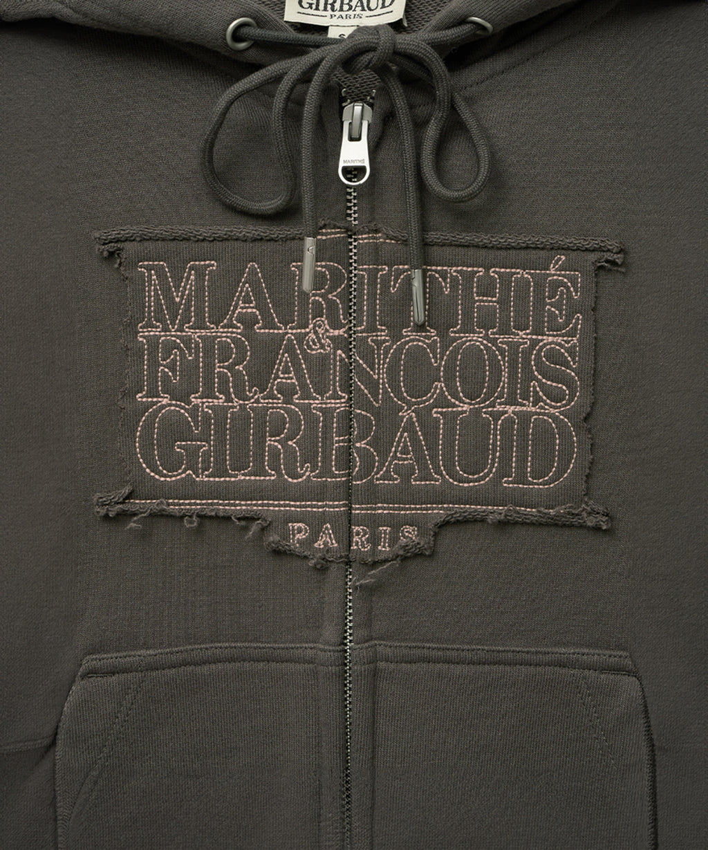 Marithe & Francois Girbaud - Classic Logo Crop Hoodie Zipup (Charcoal) product image 9 | TRAB K-Fashion Australia