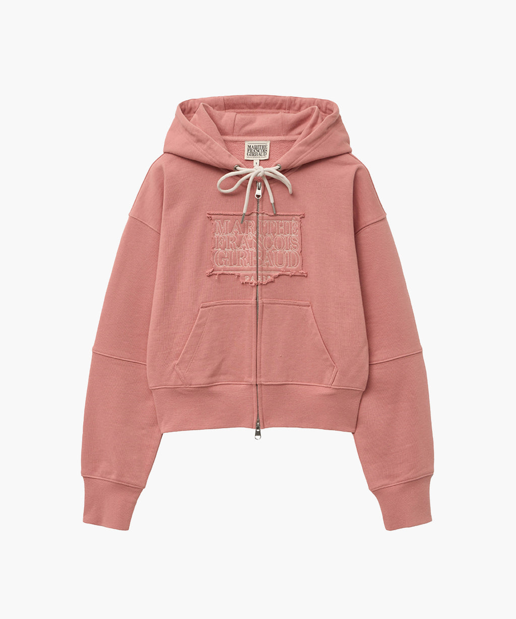 Marithe & Francois Girbaud - Classic Logo Crop Hoodie Zipup (Coral Pink) product image 6 | TRAB K-Fashion Australia