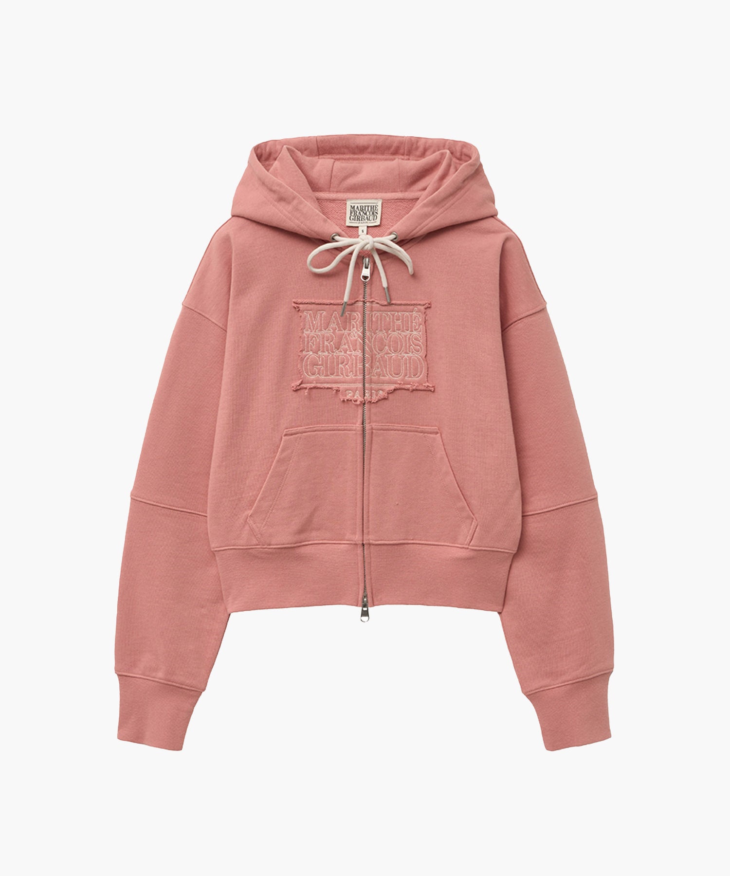 Marithe & Francois Girbaud - Classic Logo Crop Hoodie Zipup (Coral Pink) product image 6 | TRAB K-Fashion Australia