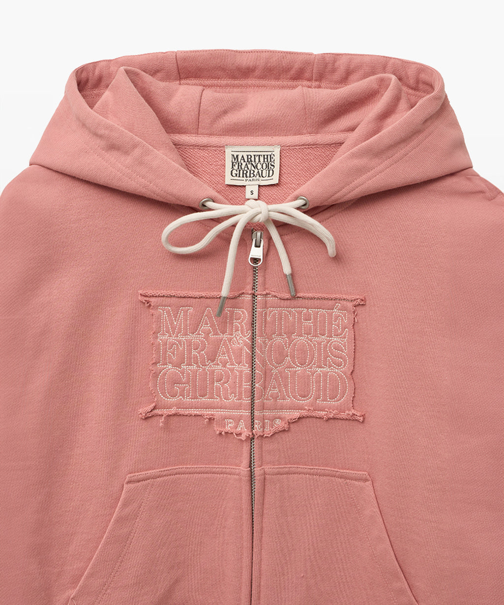 Marithe & Francois Girbaud - Classic Logo Crop Hoodie Zipup (Coral Pink) product image 8 | TRAB K-Fashion Australia