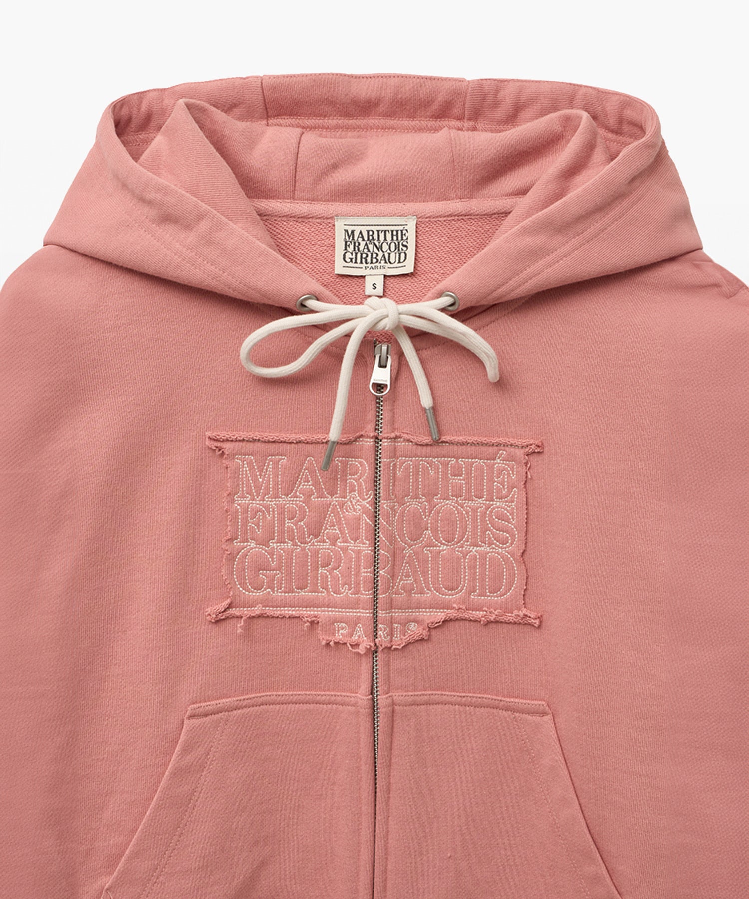 Marithe & Francois Girbaud - Classic Logo Crop Hoodie Zipup (Coral Pink) product image 8 | TRAB K-Fashion Australia