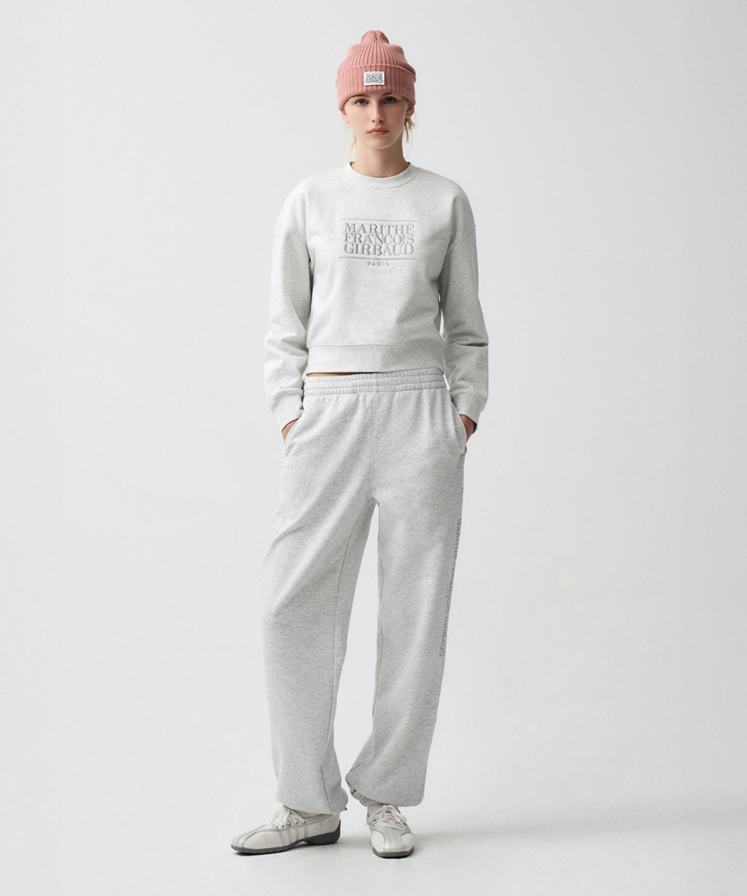 Marithe & Francois Girbaud - Lettering Logo Sweatpants (Light Heather Gray) product image 1 | TRAB K-Fashion Australia