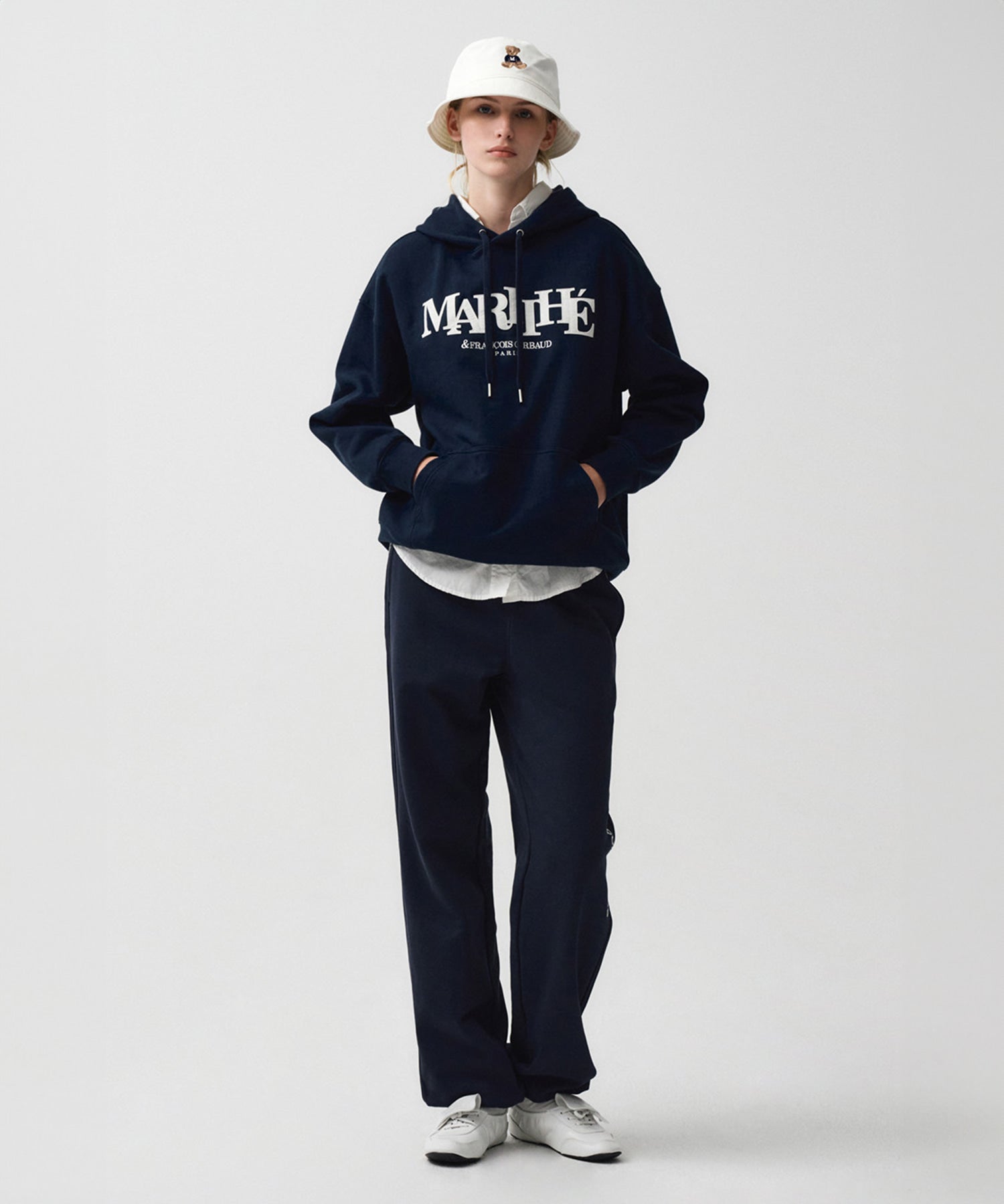 Marithe & Francois Girbaud - Lettering Logo Sweatpants (Navy) product image 1 | TRAB K-Fashion Australia