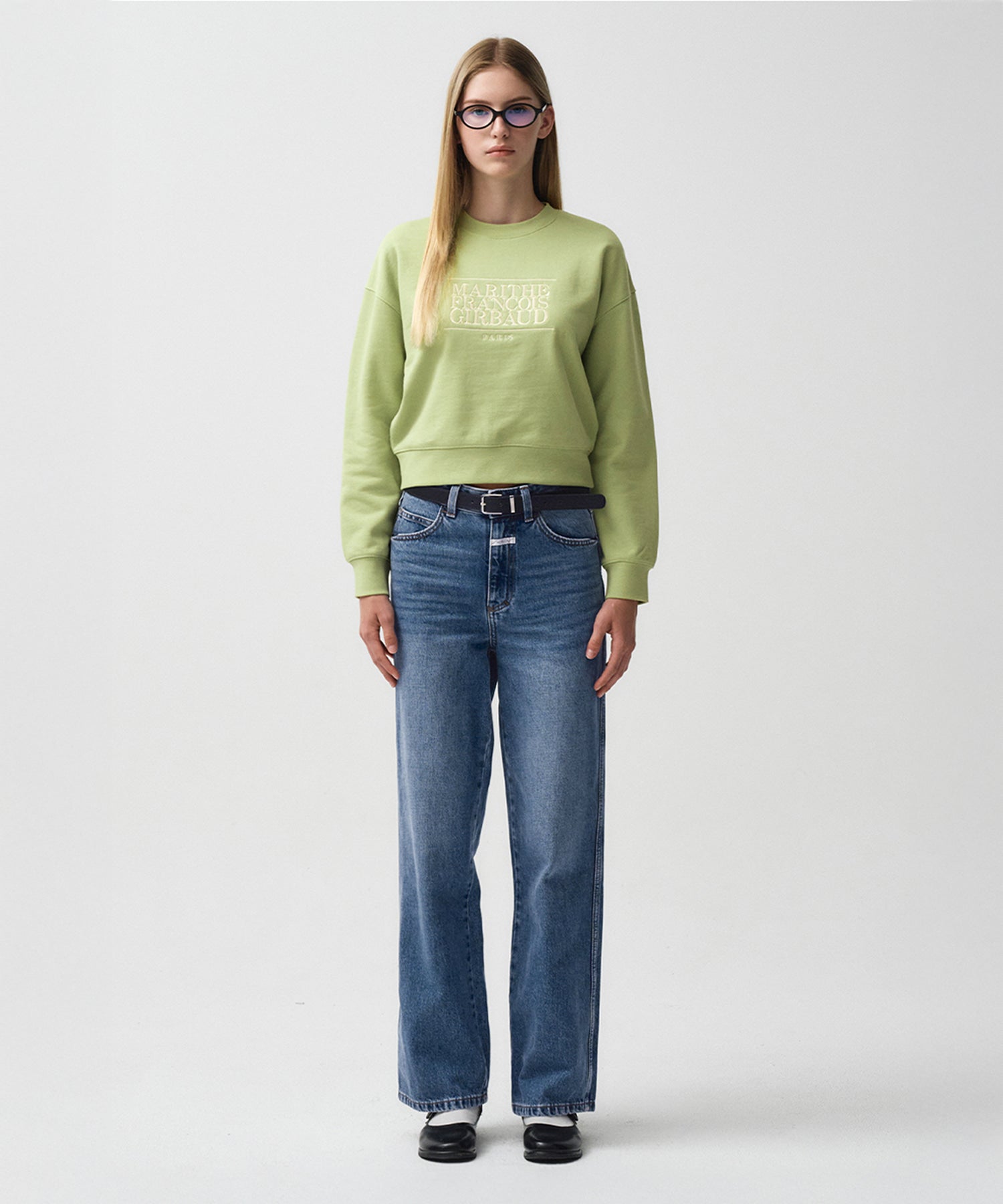 Marithe & Francois Girbaud - Classic Logo Crop Sweatshirt (Light Green) product image 3 | TRAB K-Fashion Australia