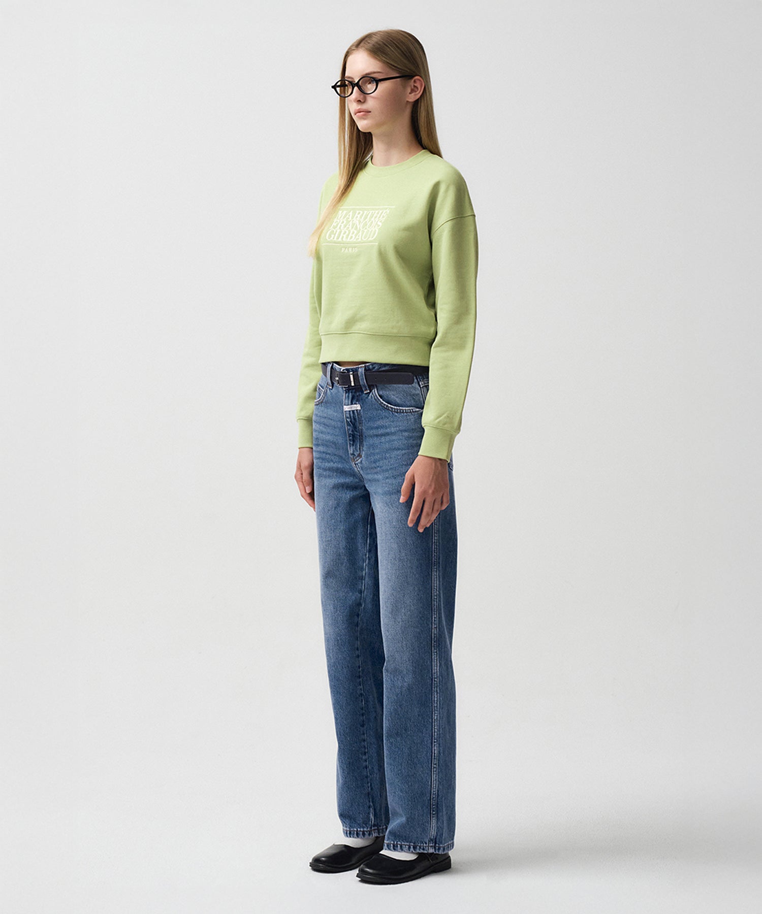 Marithe & Francois Girbaud - Classic Logo Crop Sweatshirt (Light Green) product image 4 | TRAB K-Fashion Australia