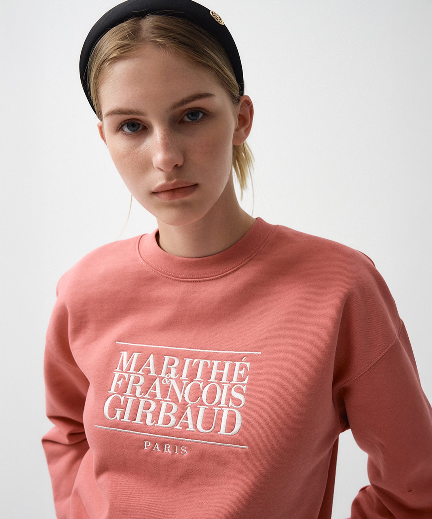 Marithe & Francois Girbaud - Classic Logo Crop Sweatshirt (Pink) product image 1 | TRAB K-Fashion Australia