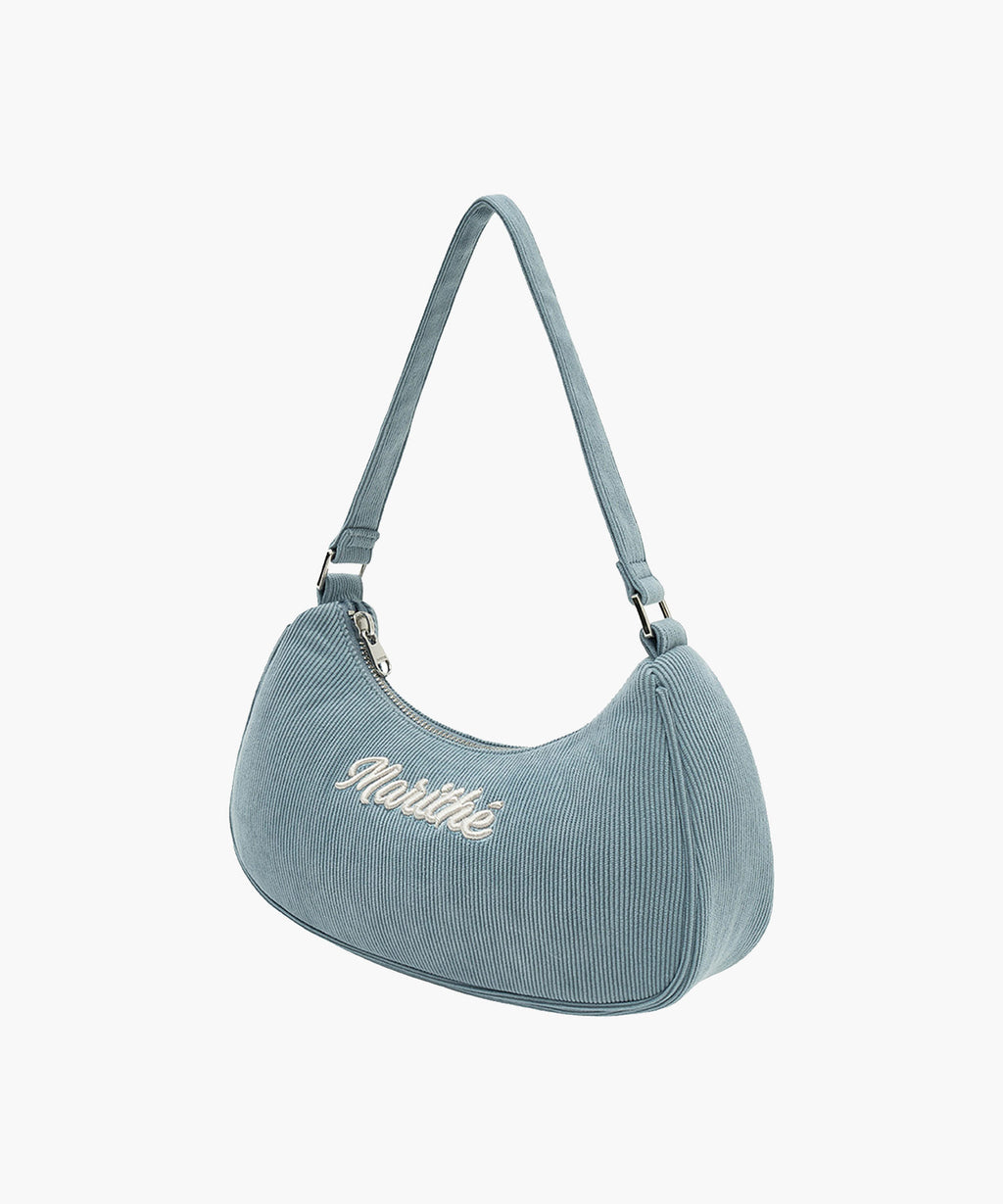 Marithe & Francois Girbaud - Embroidery Logo Corduroy Shoulder Bag (Light Blue) product image 2 | TRAB K-Fashion Australia