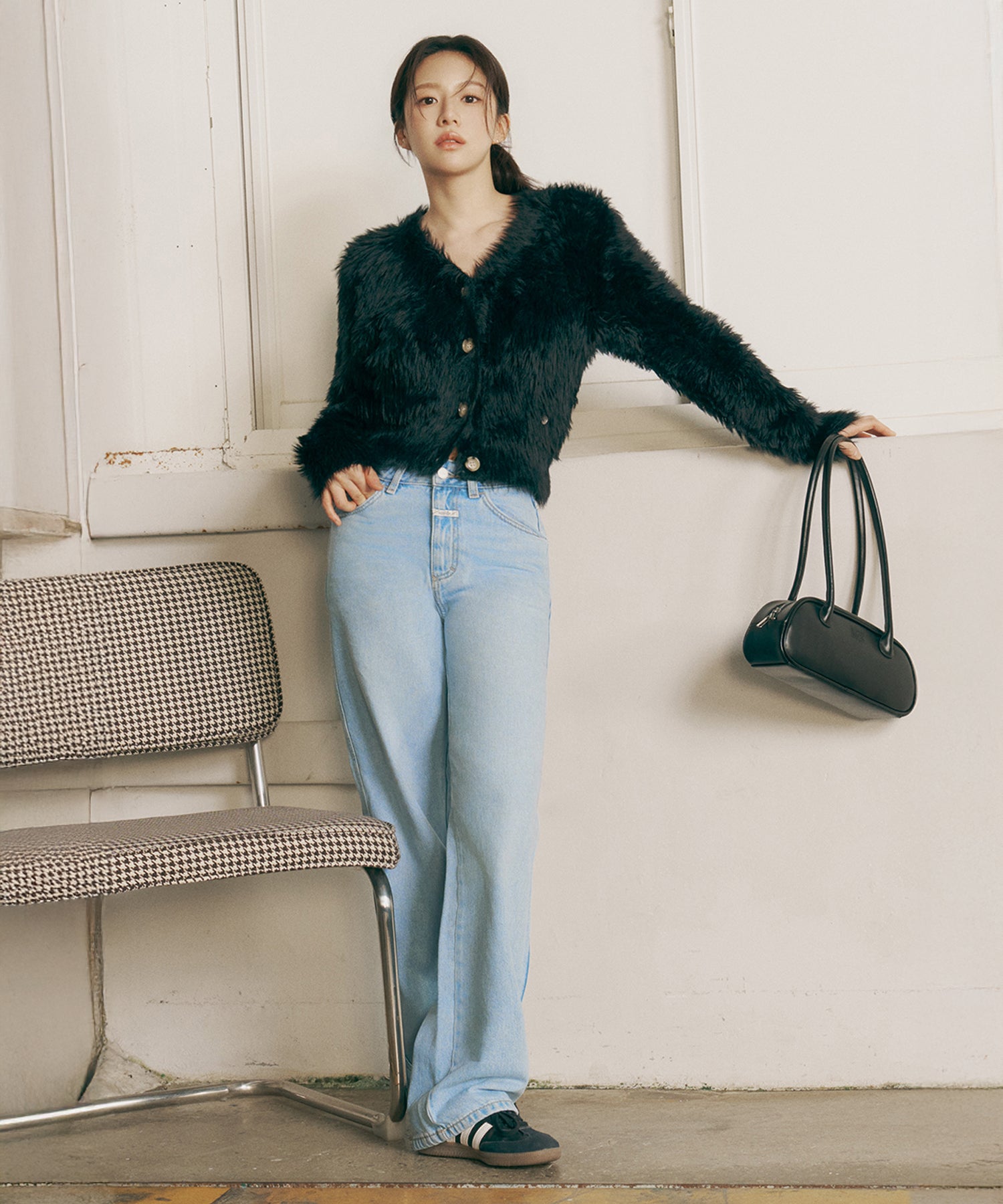 Marithe & Francois Girbaud - V-neck Crop Cardigan (Black) product image 10 | TRAB K-Fashion Australia