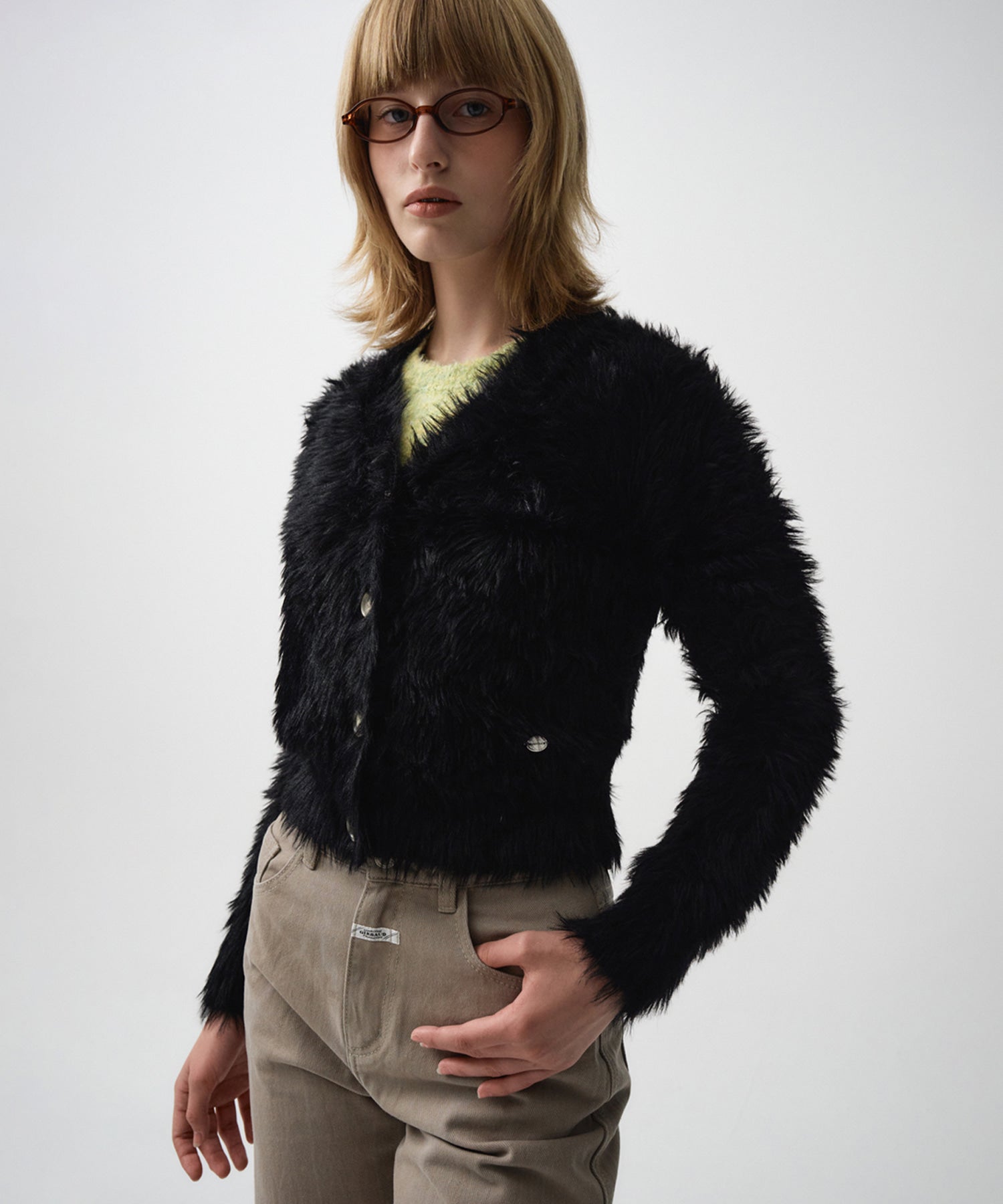 Marithe & Francois Girbaud - V-neck Crop Cardigan (Black) product image 14 | TRAB K-Fashion Australia