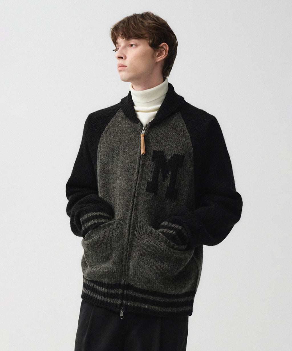 Marithe & Francois Girbaud - Color Block Raglan Cardigan (Charcoal) product image 1 | TRAB K-Fashion Australia