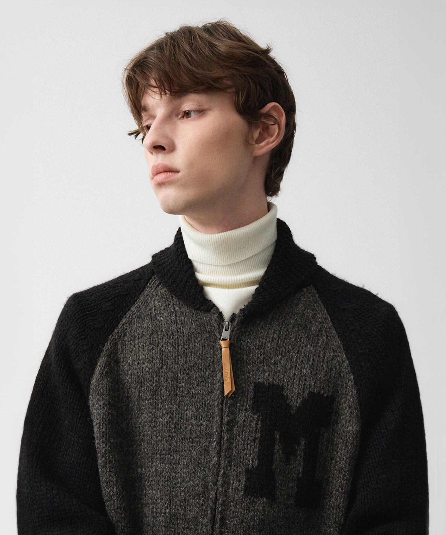 Marithe & Francois Girbaud - Color Block Raglan Cardigan (Charcoal) product image 2 | TRAB K-Fashion Australia