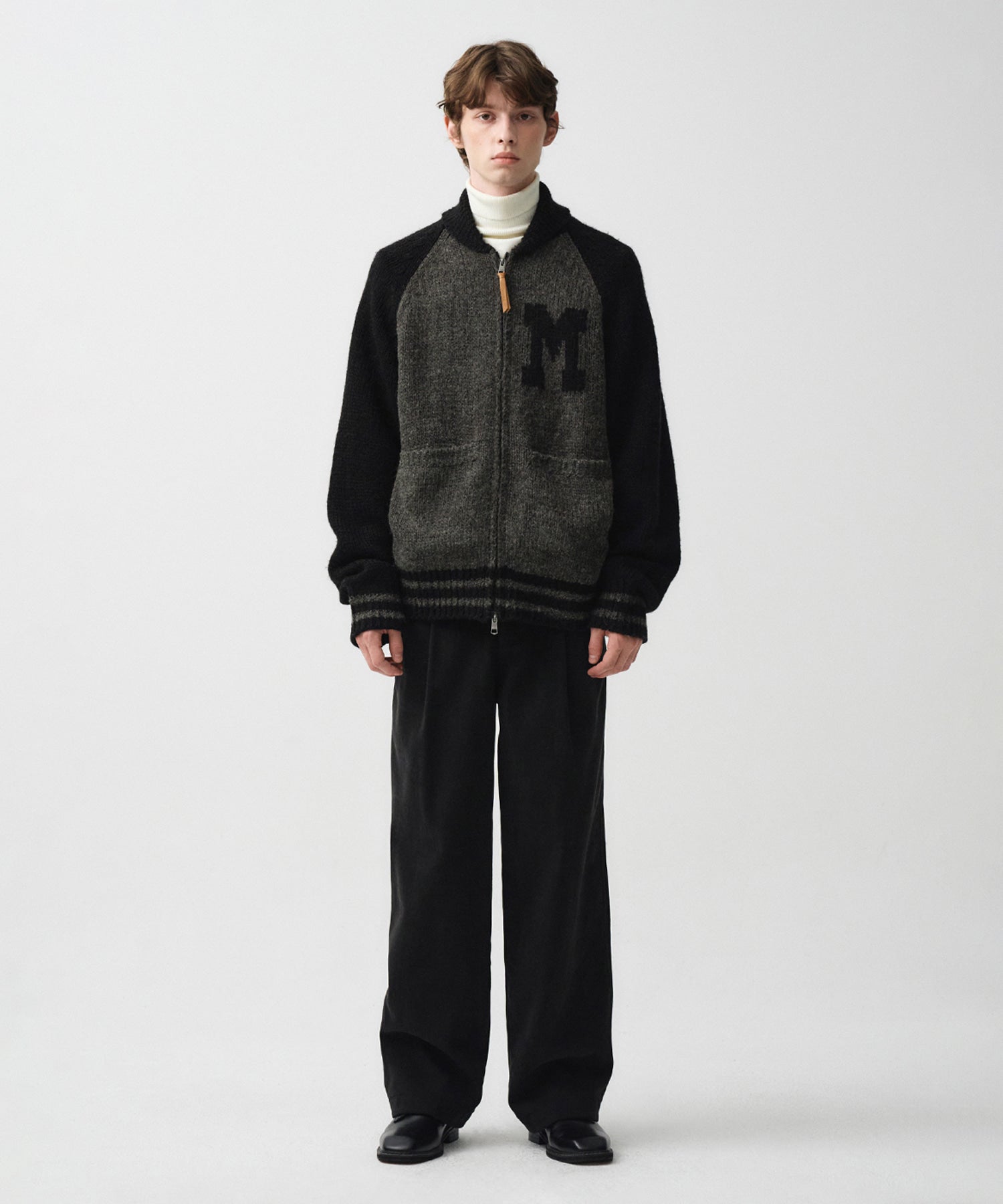 Marithe & Francois Girbaud - Color Block Raglan Cardigan (Charcoal) product image 3 | TRAB K-Fashion Australia