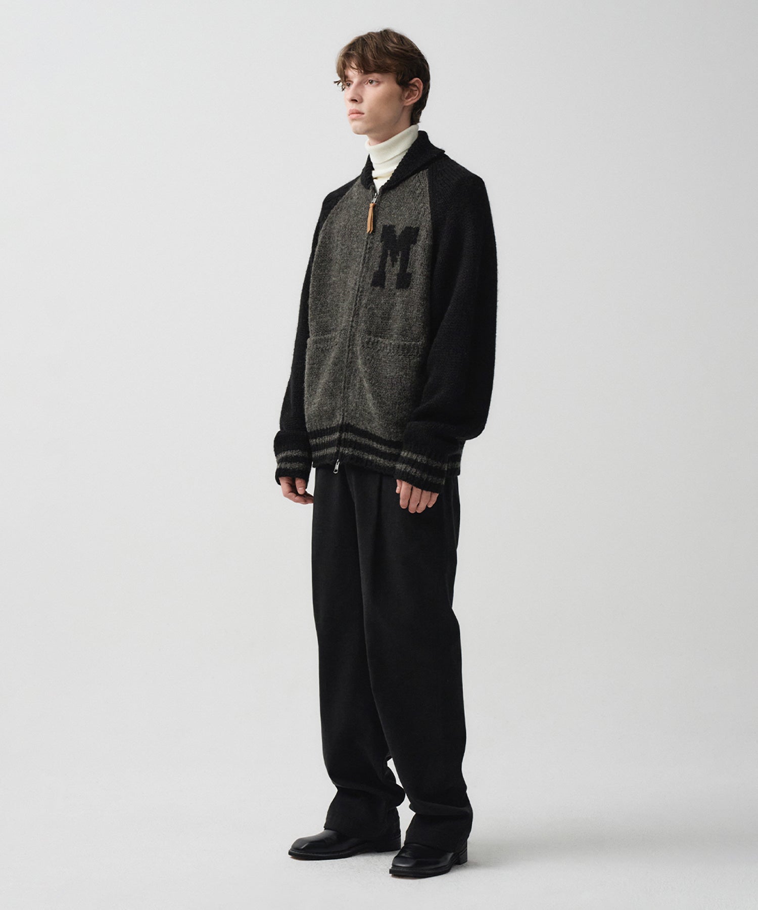 Marithe & Francois Girbaud - Color Block Raglan Cardigan (Charcoal) product image 4 | TRAB K-Fashion Australia