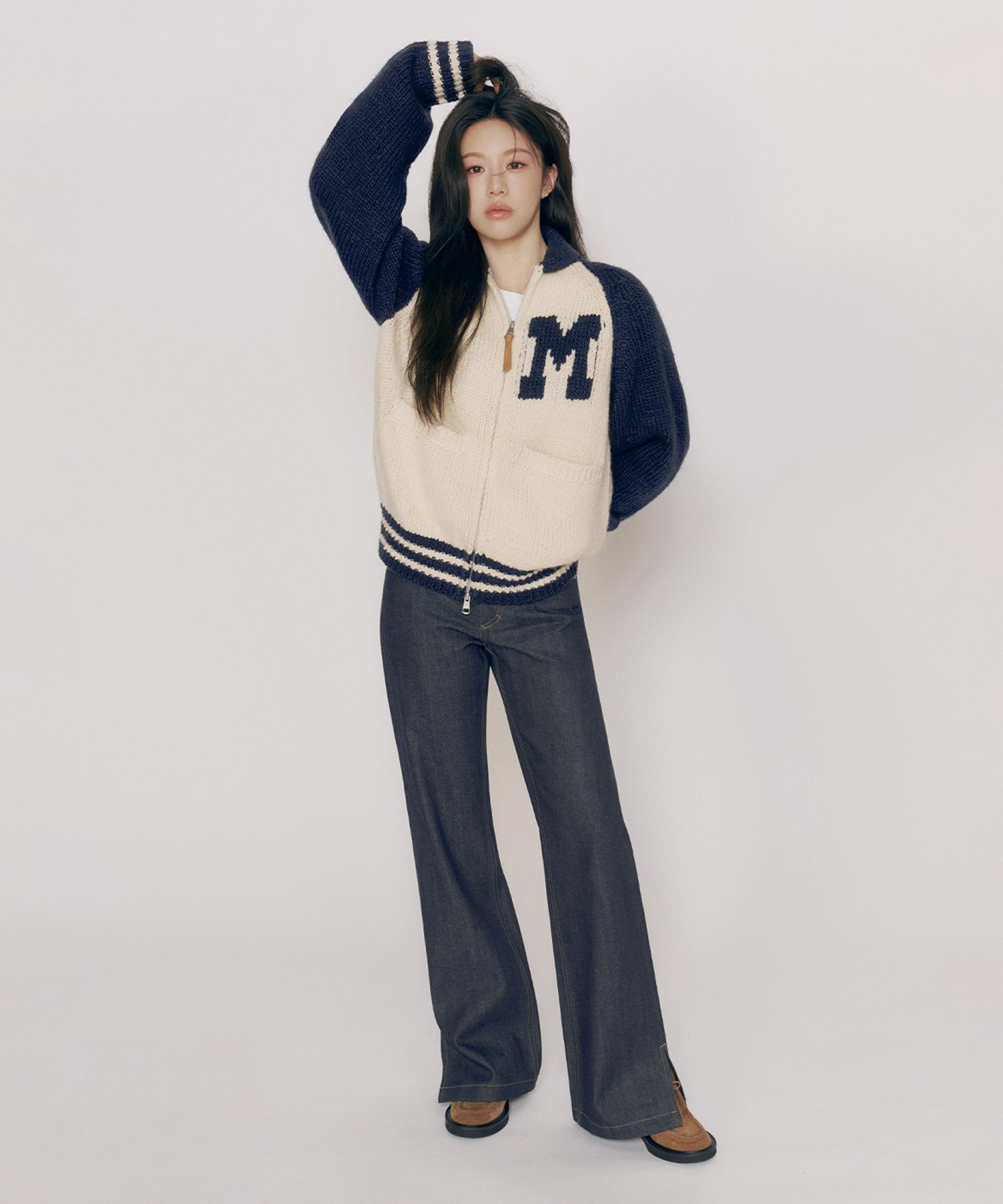 Marithe & Francois Girbaud - Color Block Raglan Cardigan (Navy) product image 4 | TRAB K-Fashion Australia