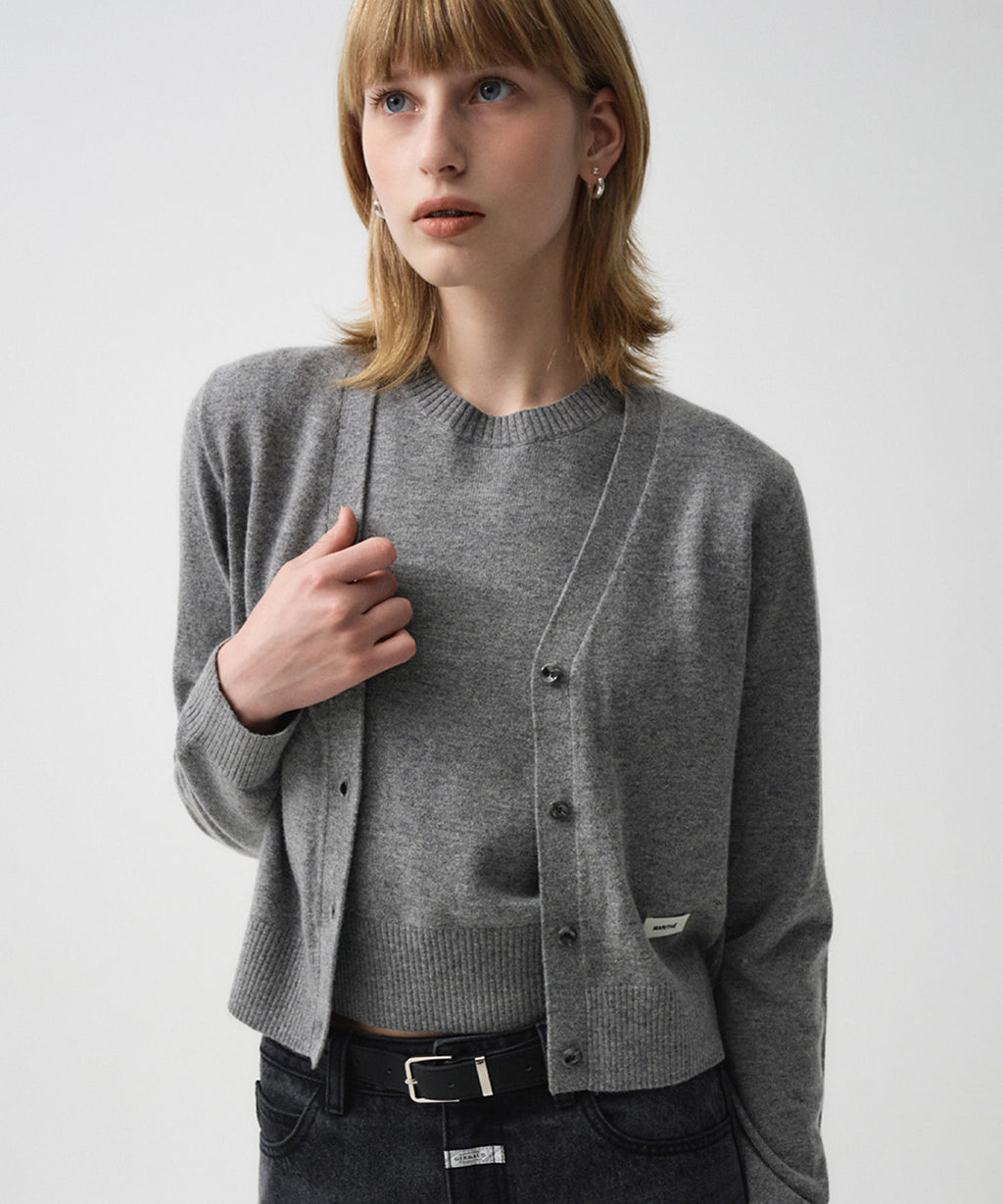 Marithe & Francois Girbaud - Half Sleeve Knit Cardigan Set-up (Gray) product image 1 | TRAB K-Fashion Australia
