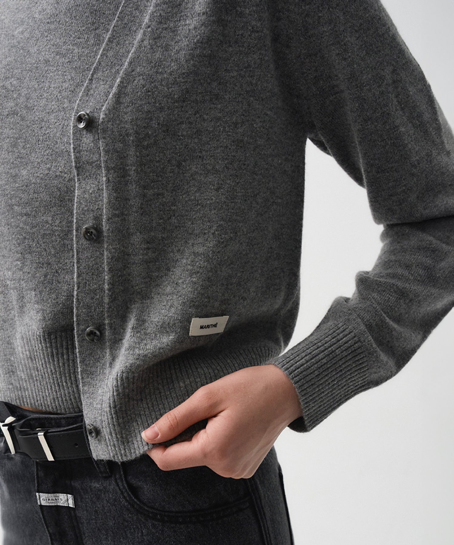 Marithe & Francois Girbaud - Half Sleeve Knit Cardigan Set-up (Gray) product image 2 | TRAB K-Fashion Australia