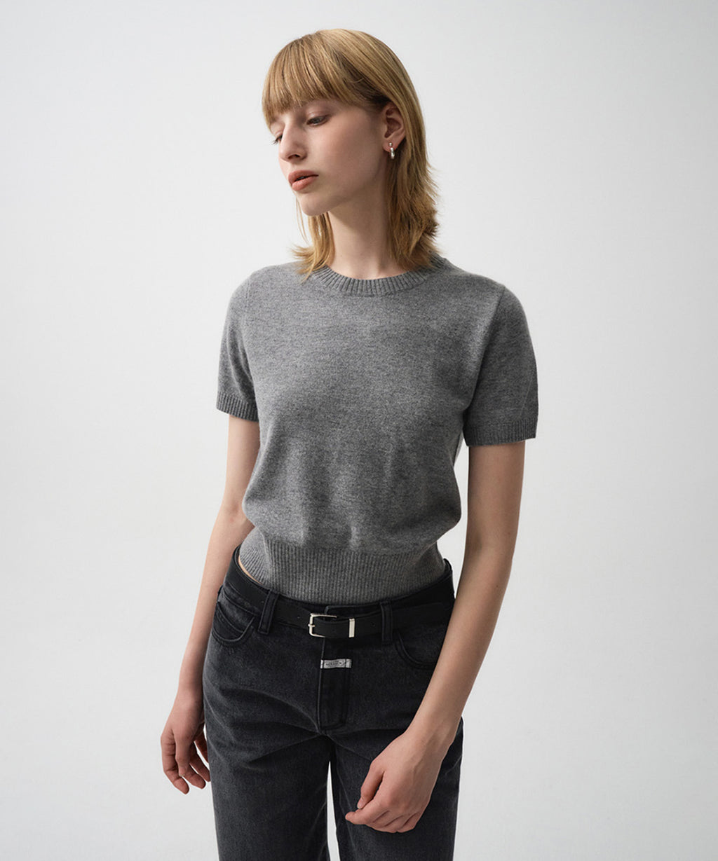 Marithe & Francois Girbaud - Half Sleeve Knit Cardigan Set-up (Gray) product image 3 | TRAB K-Fashion Australia