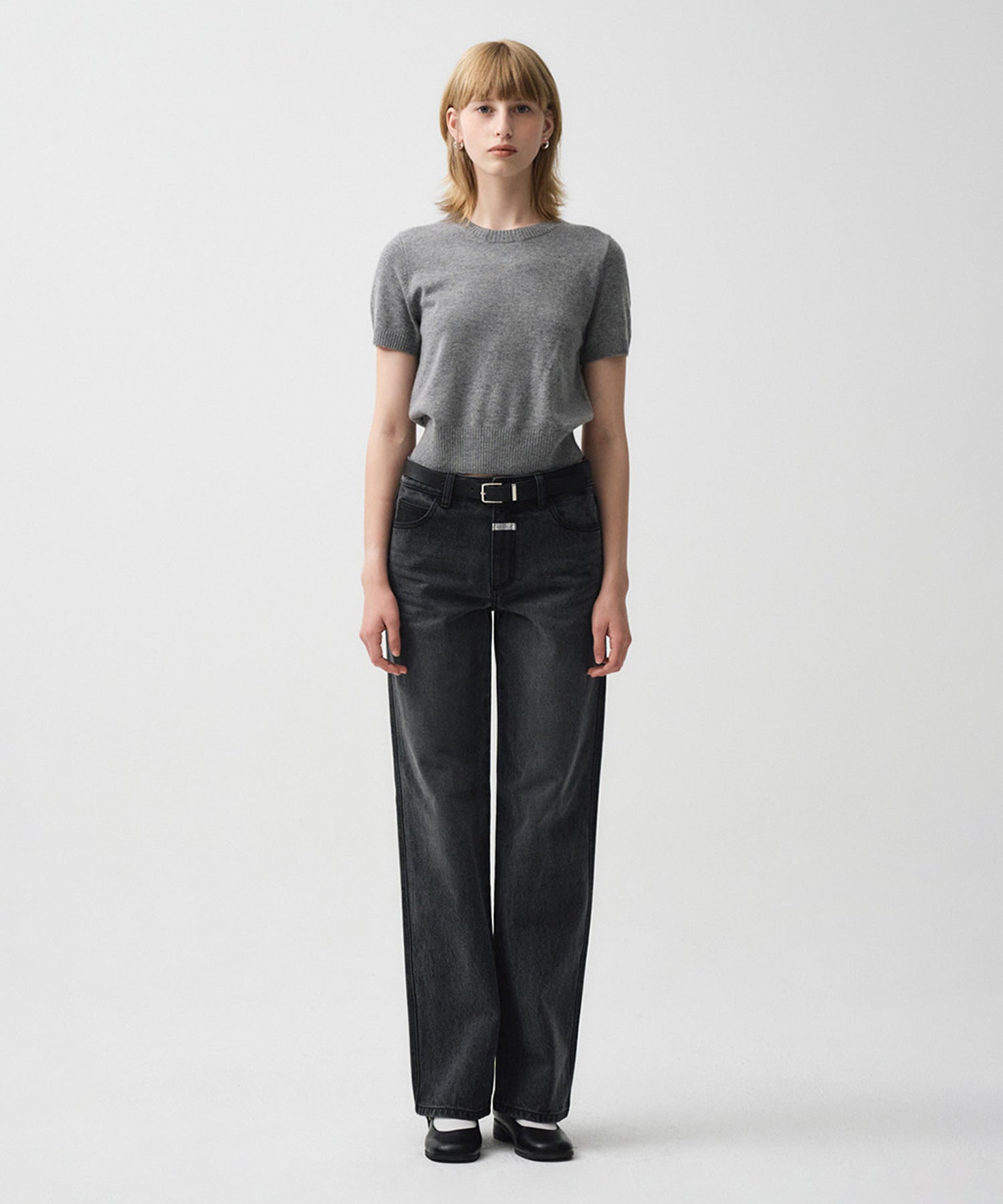 Marithe & Francois Girbaud - Half Sleeve Knit Cardigan Set-up (Gray) product image 9 | TRAB K-Fashion Australia