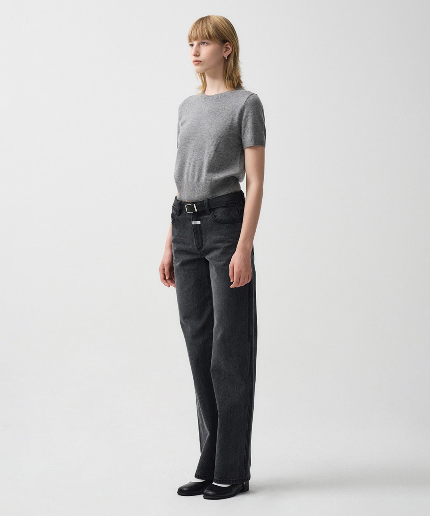 Marithe & Francois Girbaud - Half Sleeve Knit Cardigan Set-up (Gray) product image 10 | TRAB K-Fashion Australia