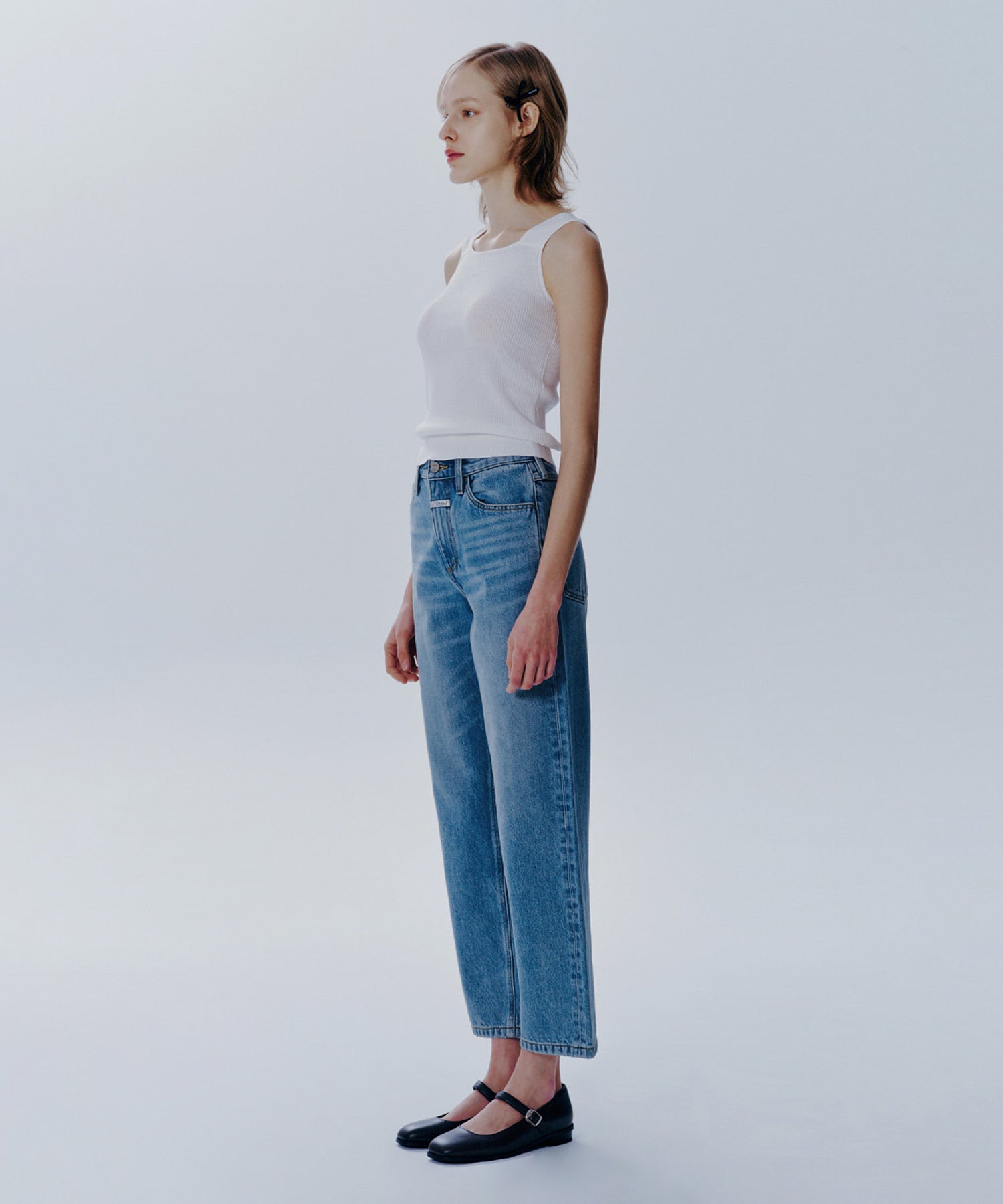 Marithe & Francois Girbaud - Straight Crop Denim Pants (Blue) product image 3 | TRAB K-Fashion Australia
