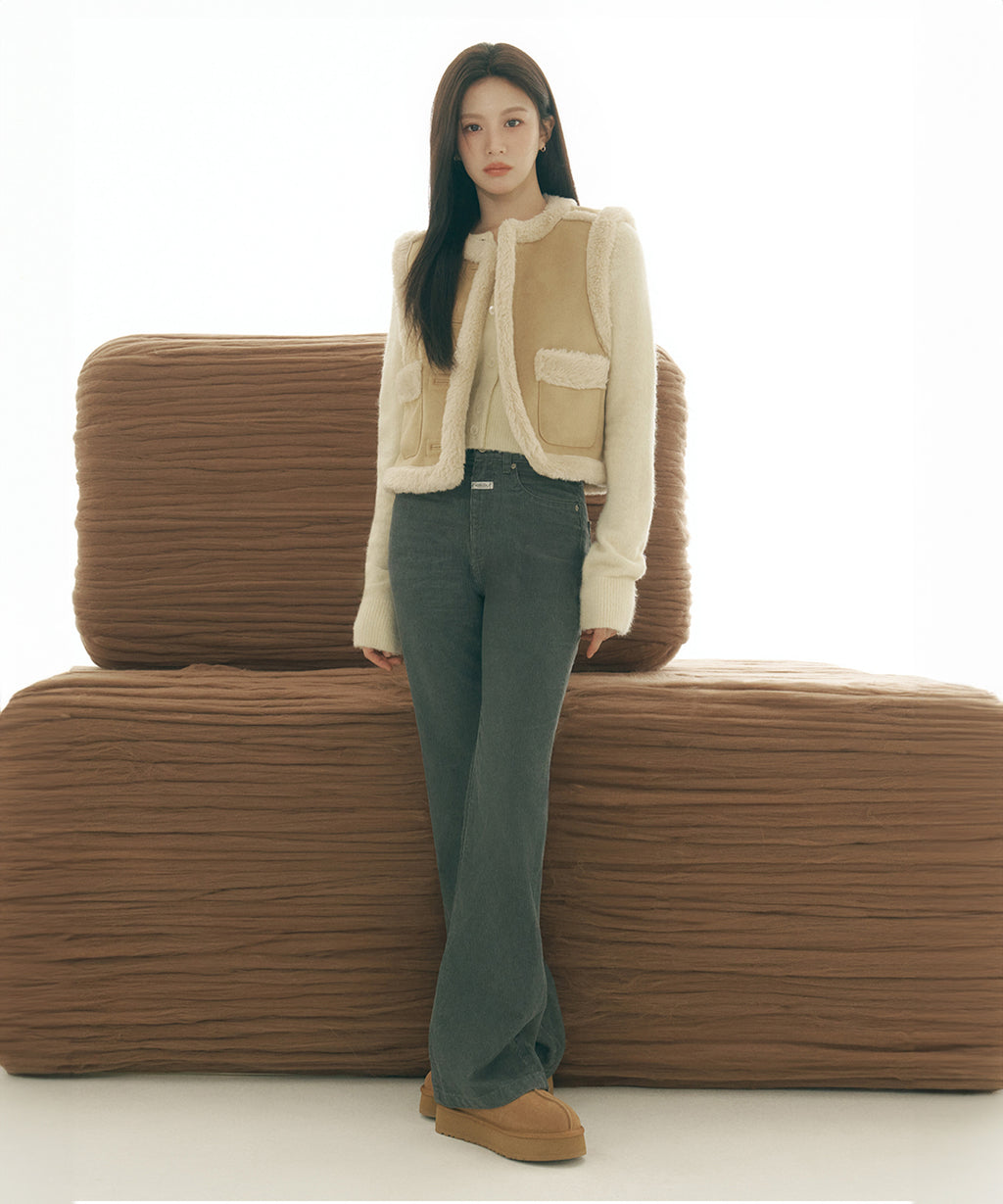 Marithe & Francois Girbaud - Corduroy Boots Cut Pants (Charcoal) product image 1 | TRAB K-Fashion Australia