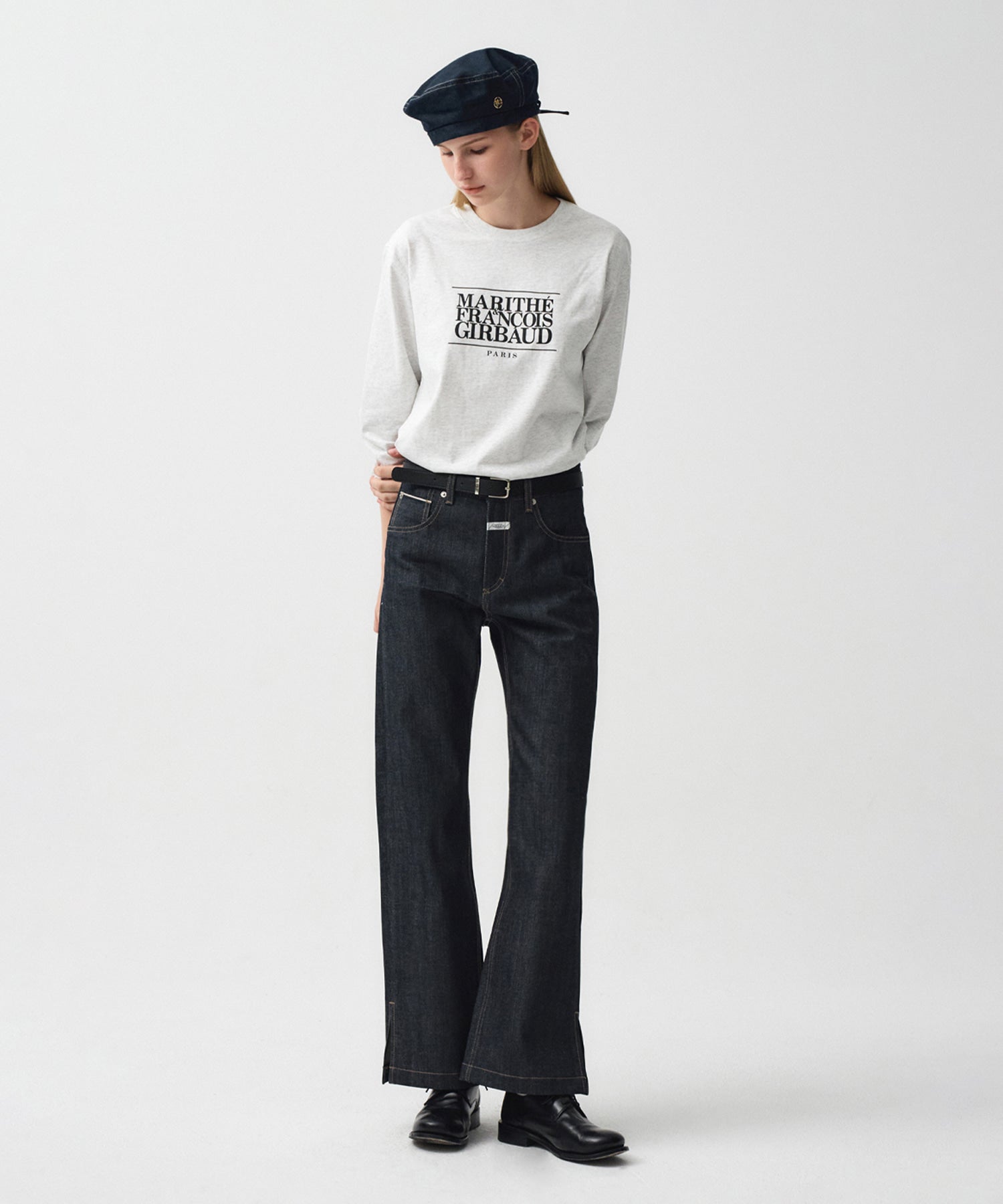 Marithe & Francois Girbaud - Bossa Selvage Denim Slit Pants (Dark Blue) product image 3 | TRAB K-Fashion Australia