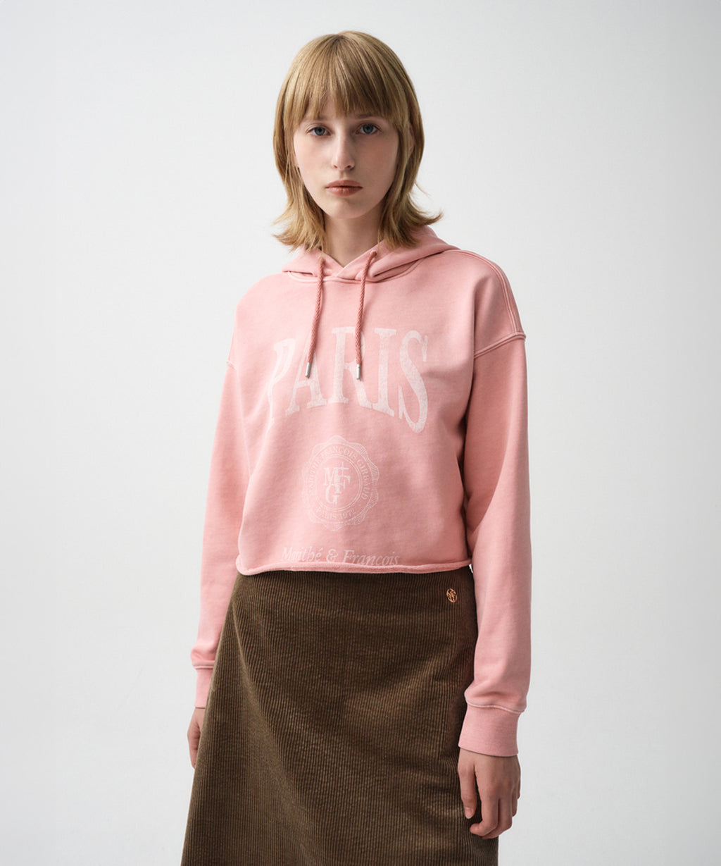 Marithe & Francois Girbaud - Paris Dyeing Crop Hoodie (Gray Pink) product image 1 | TRAB K-Fashion Australia