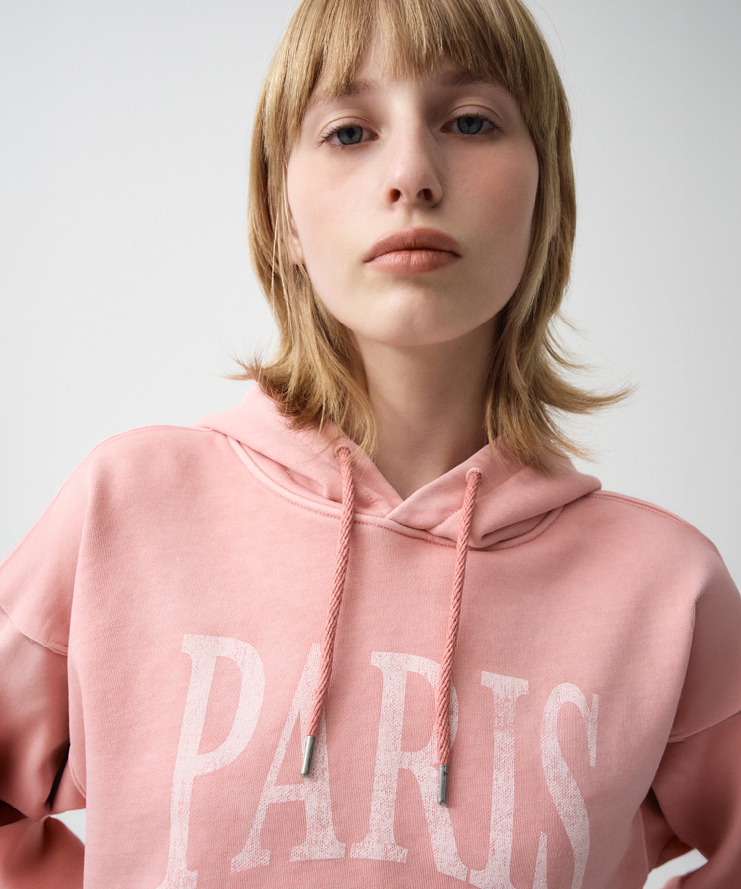 Marithe & Francois Girbaud - Paris Dyeing Crop Hoodie (Gray Pink) product image 2 | TRAB K-Fashion Australia