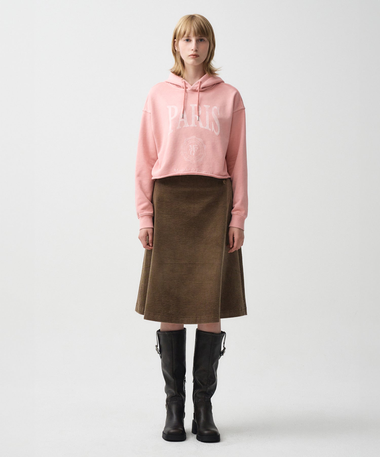 Marithe & Francois Girbaud - Paris Dyeing Crop Hoodie (Gray Pink) product image 3 | TRAB K-Fashion Australia