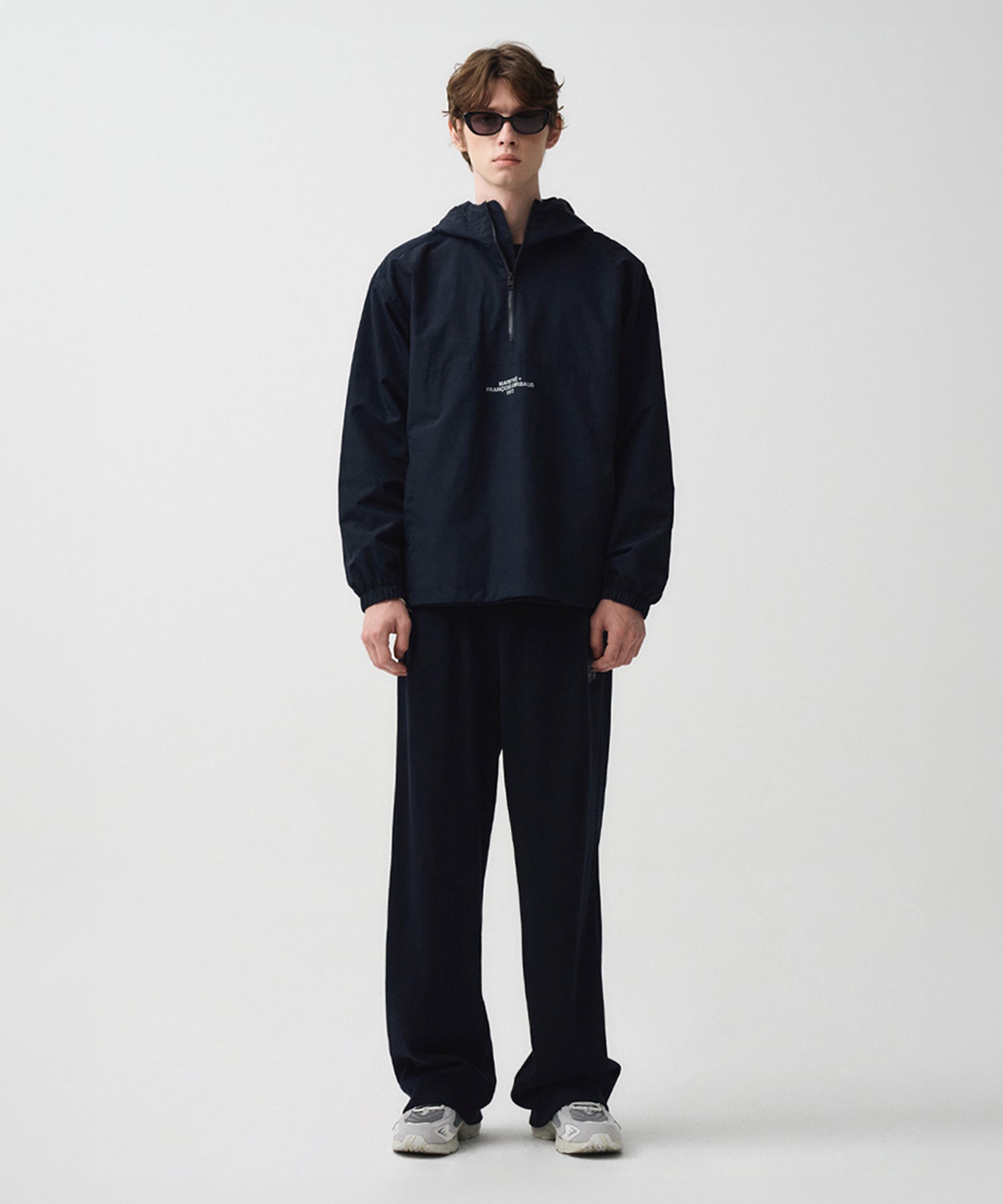 Marithe & Francois Girbaud - Lettering Logo Nylon Anorak Hoodie (Dark Navy) product image 3 | TRAB K-Fashion Australia