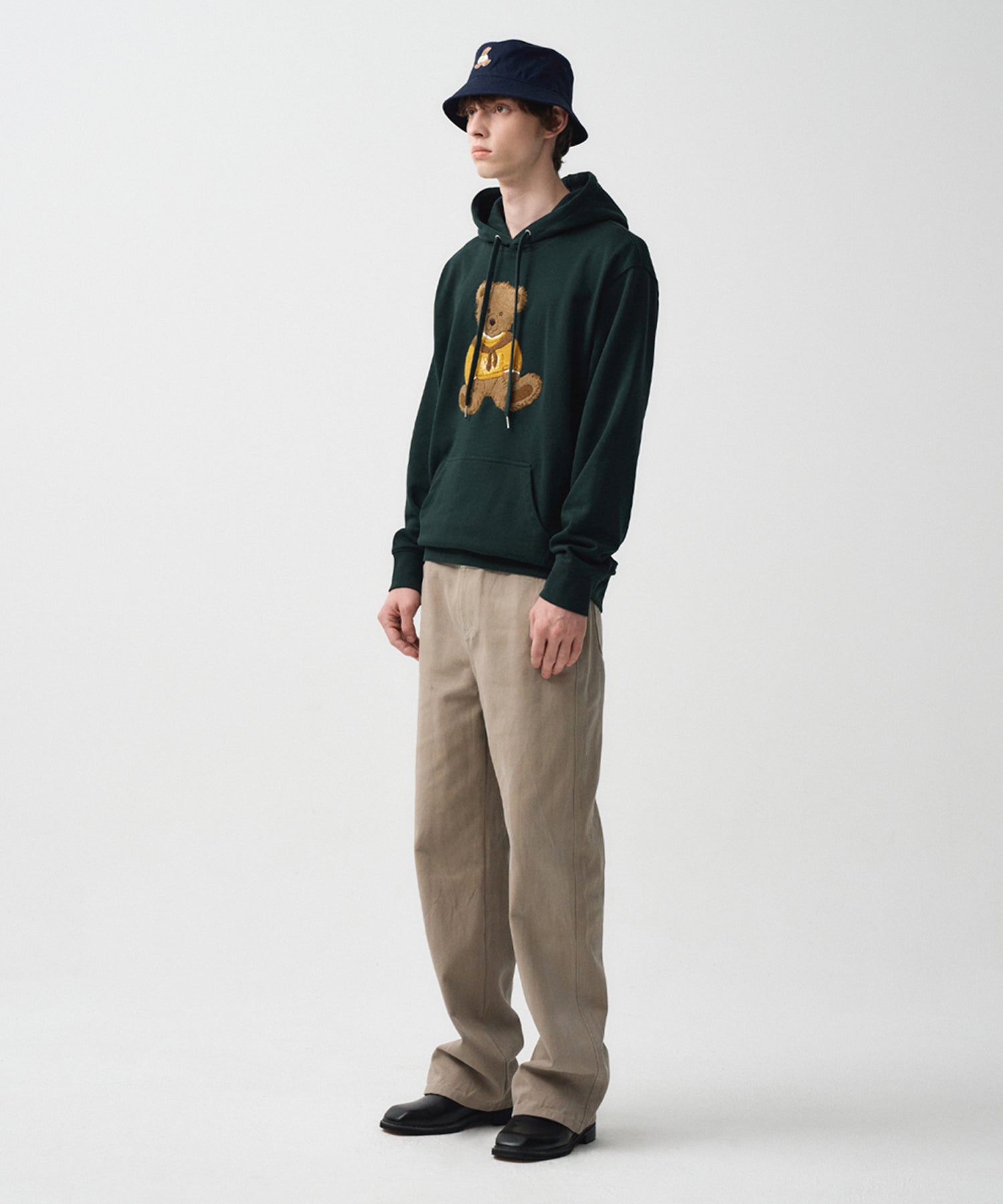 Marithe & Francois Girbaud - Boucle Doodle Bear Hoodie (Dark Green) product image 4 | TRAB K-Fashion Australia