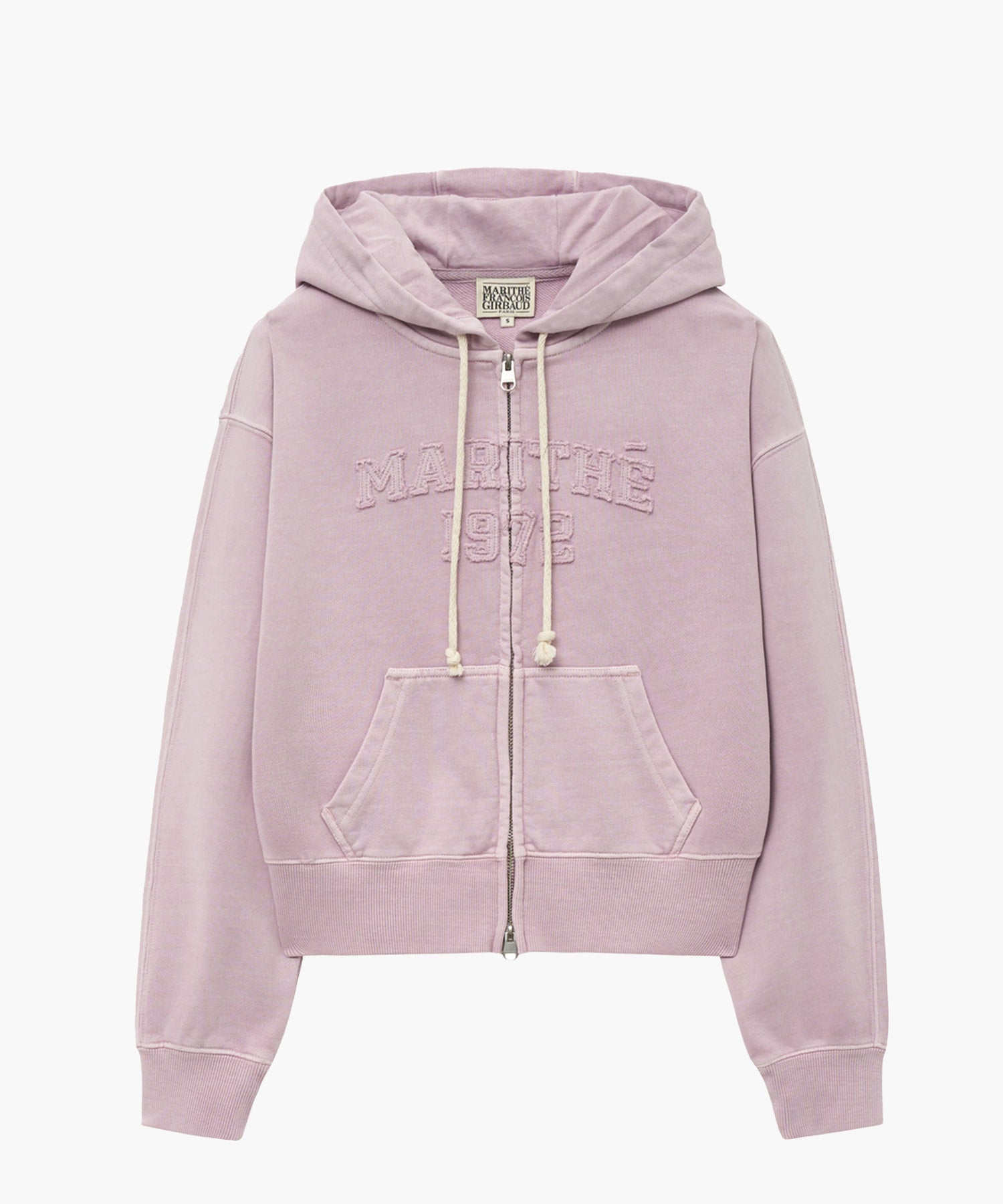 Marithe & Francois Girbaud - Vintage Appilque Logo Crop Hoodie Zipup (Dark Pink) product image 1 | TRAB K-Fashion Australia