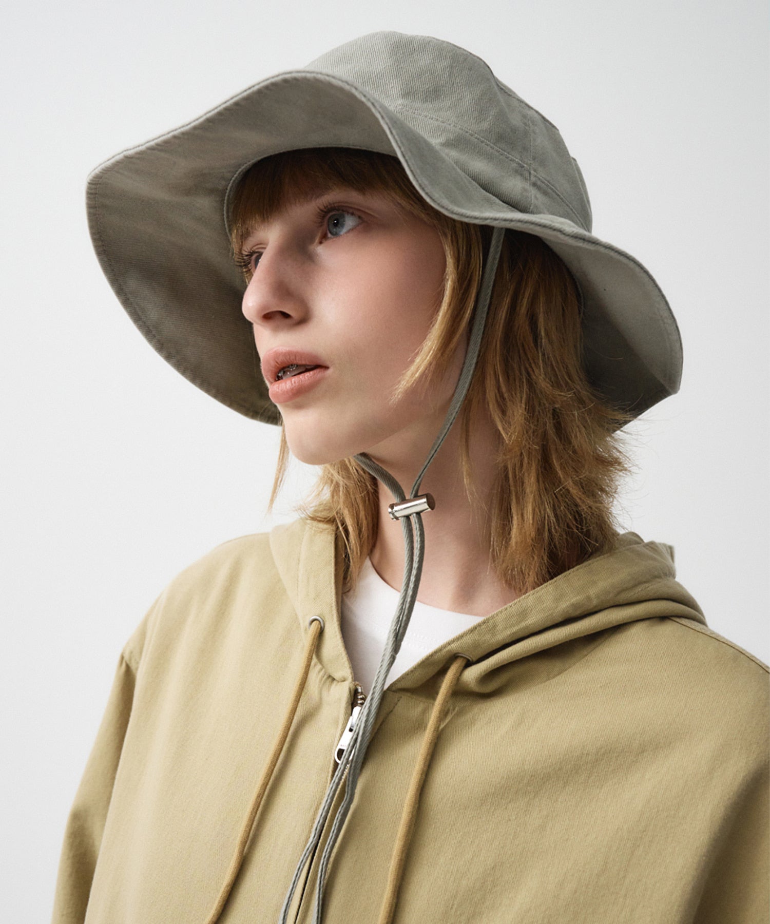 Marithe & Francois Girbaud - Strap Bucket Hat (Gray Khaki) product image 7 | TRAB K-Fashion Australia