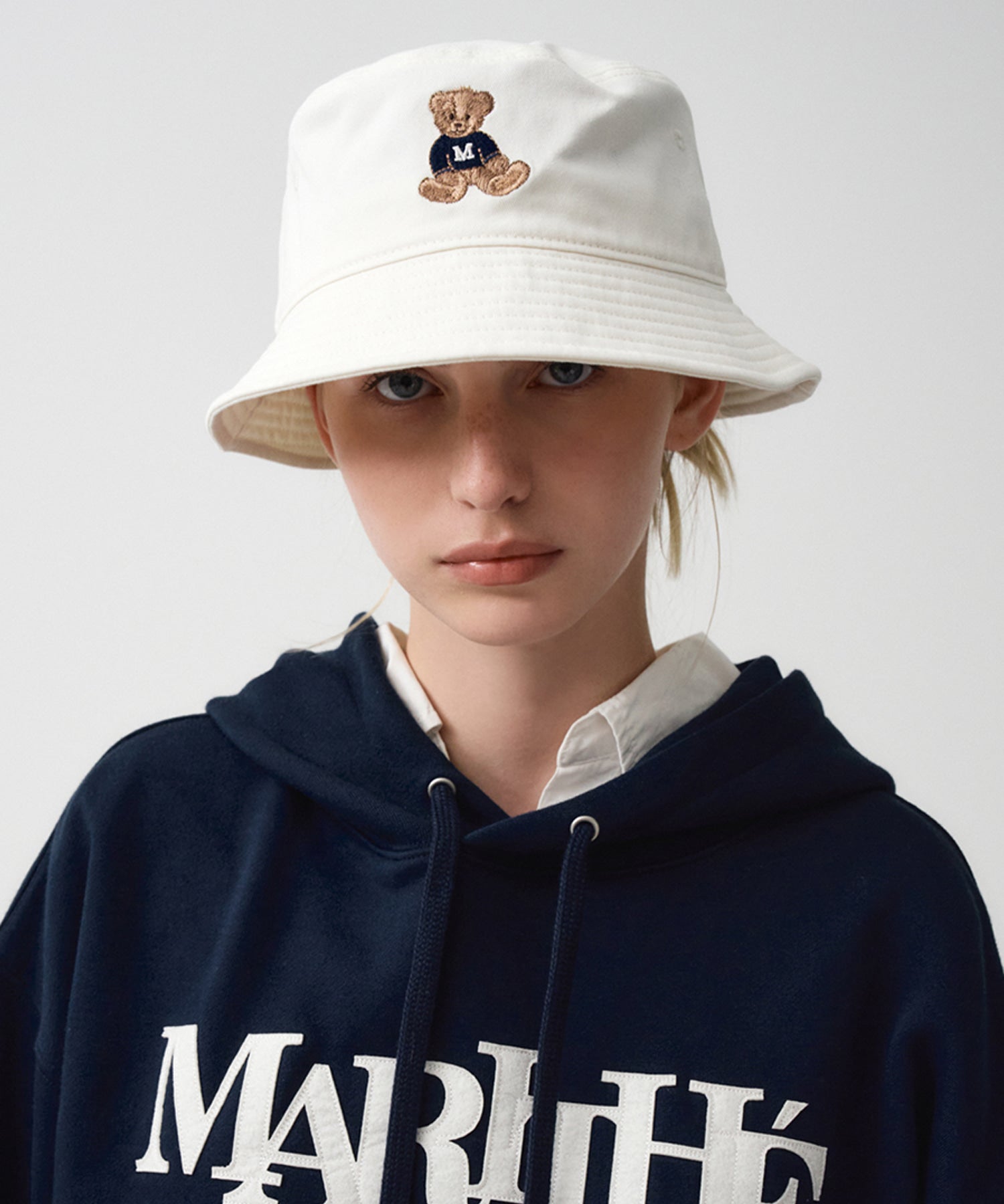 Marithe & Francois Girbaud - Doodle Bear Bucket Hat (Ivory) product image 5 | TRAB K-Fashion Australia