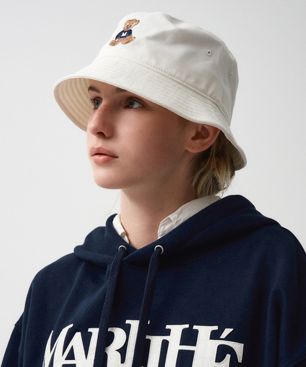 Marithe & Francois Girbaud - Doodle Bear Bucket Hat (Ivory) product image 6 | TRAB K-Fashion Australia