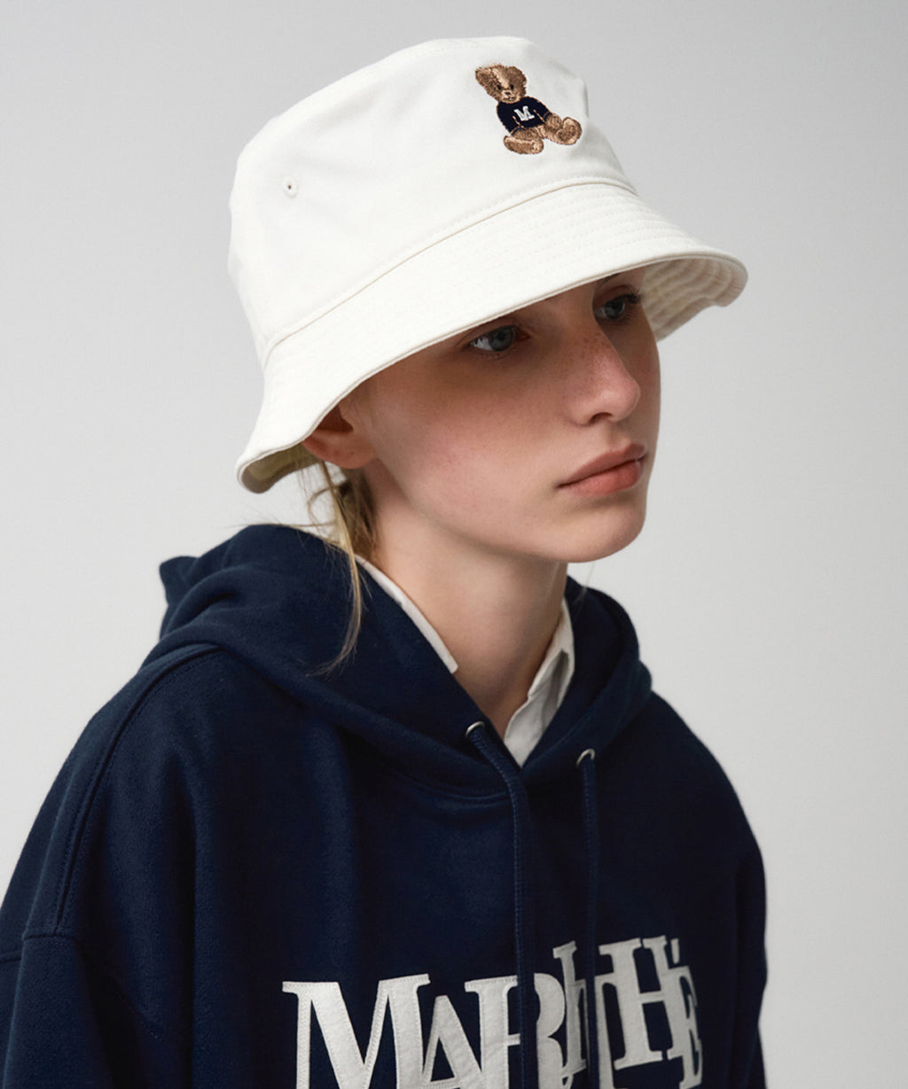 Marithe & Francois Girbaud - Doodle Bear Bucket Hat (Ivory) product image 7 | TRAB K-Fashion Australia