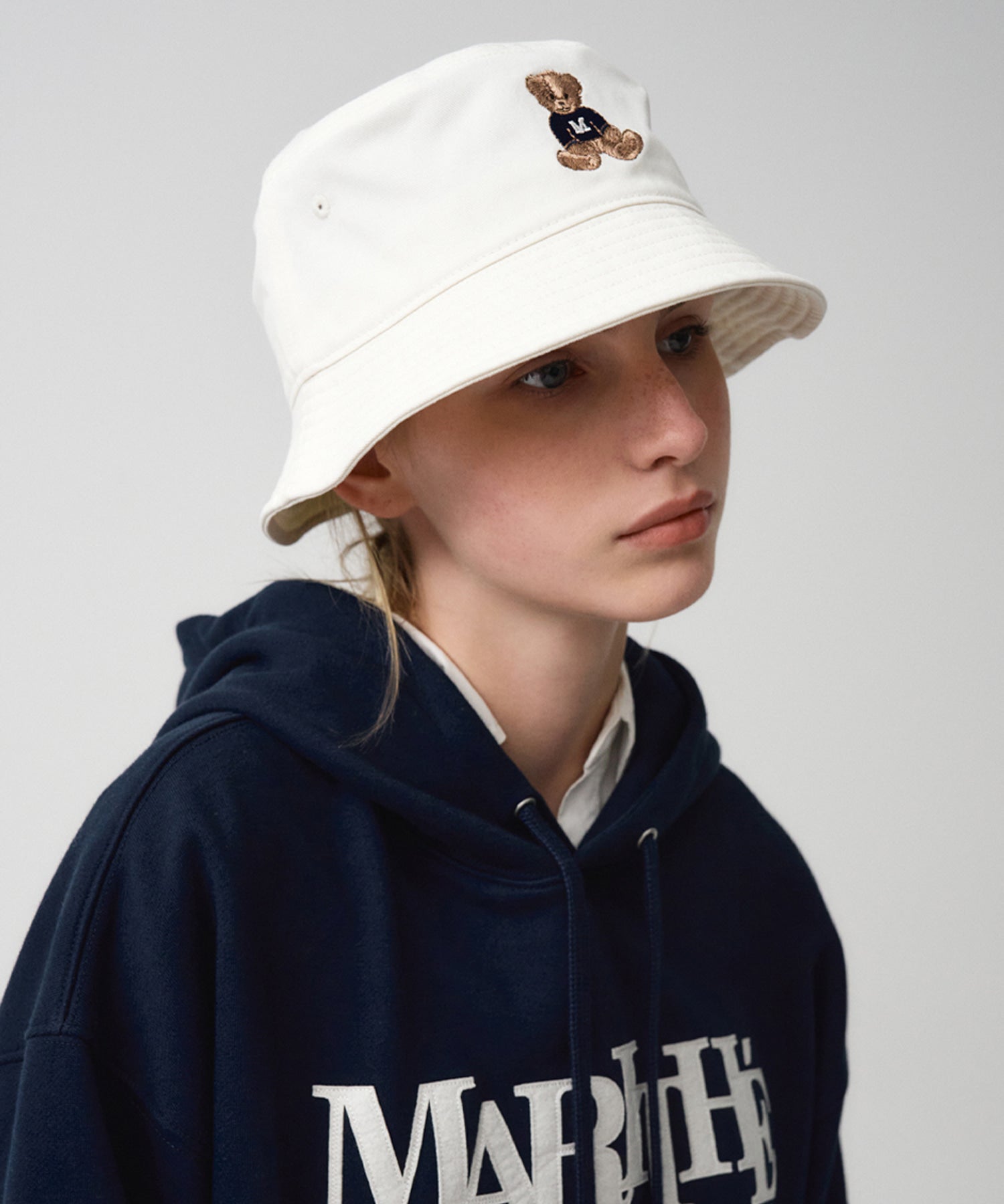 Marithe & Francois Girbaud - Doodle Bear Bucket Hat (Ivory) product image 7 | TRAB K-Fashion Australia