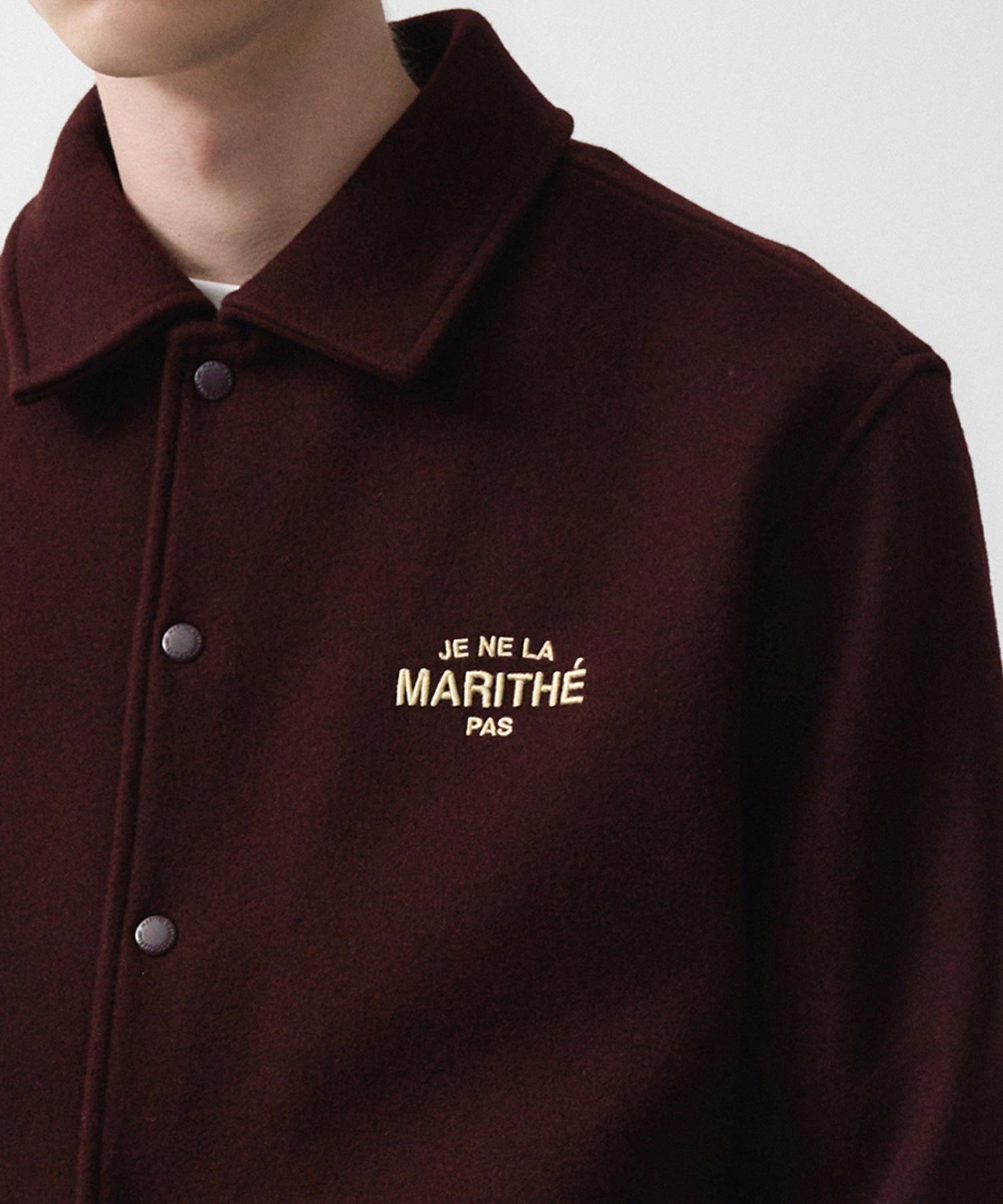 Marithe & Francois Girbaud - Je Ne La Varsity Jacket (Burgundy) product image 2 | TRAB K-Fashion Australia