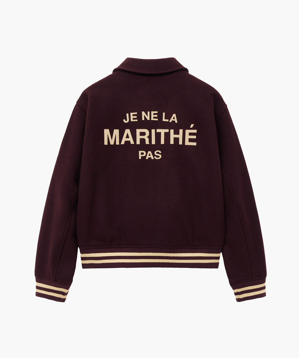 Marithe & Francois Girbaud - Je Ne La Varsity Jacket (Burgundy) product image 9 | TRAB K-Fashion Australia