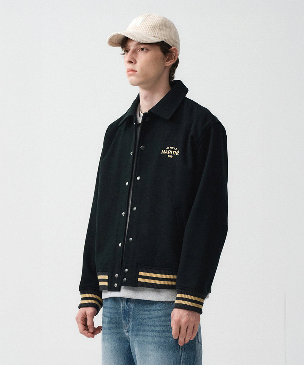 Marithe & Francois Girbaud - Je Ne La Varsity Jacket (Dark Green) product image 1 | TRAB K-Fashion Australia