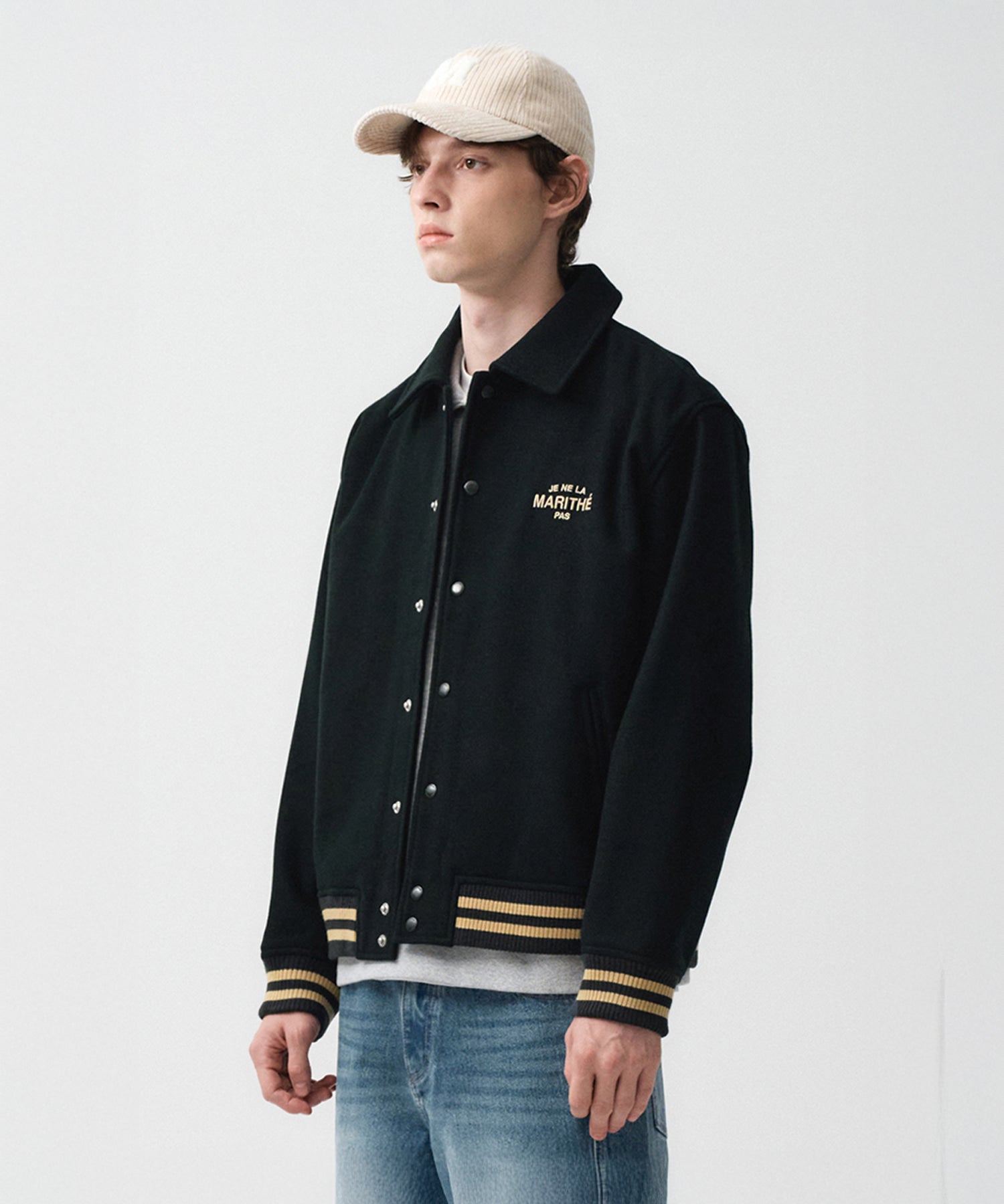 Marithe & Francois Girbaud - Je Ne La Varsity Jacket (Dark Green) product image 1 | TRAB K-Fashion Australia