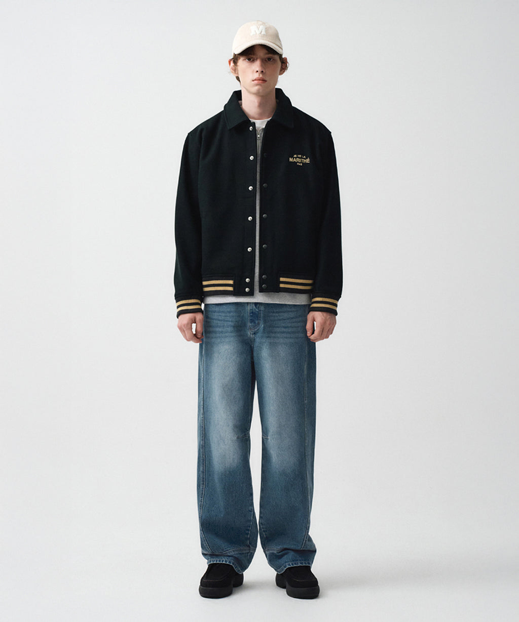 Marithe & Francois Girbaud - Je Ne La Varsity Jacket (Dark Green) product image 3 | TRAB K-Fashion Australia