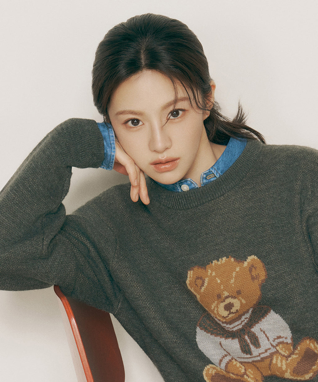 Marithe & Francois Girbaud - Doodle Bear Sweater (Charcoal) product image 1 | TRAB K-Fashion Australia