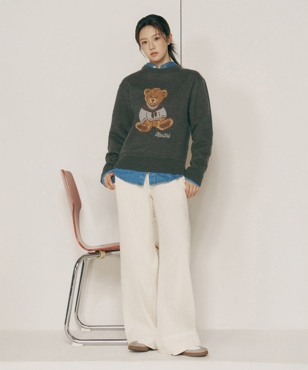 Marithe & Francois Girbaud - Doodle Bear Sweater (Charcoal) product image 2 | TRAB K-Fashion Australia