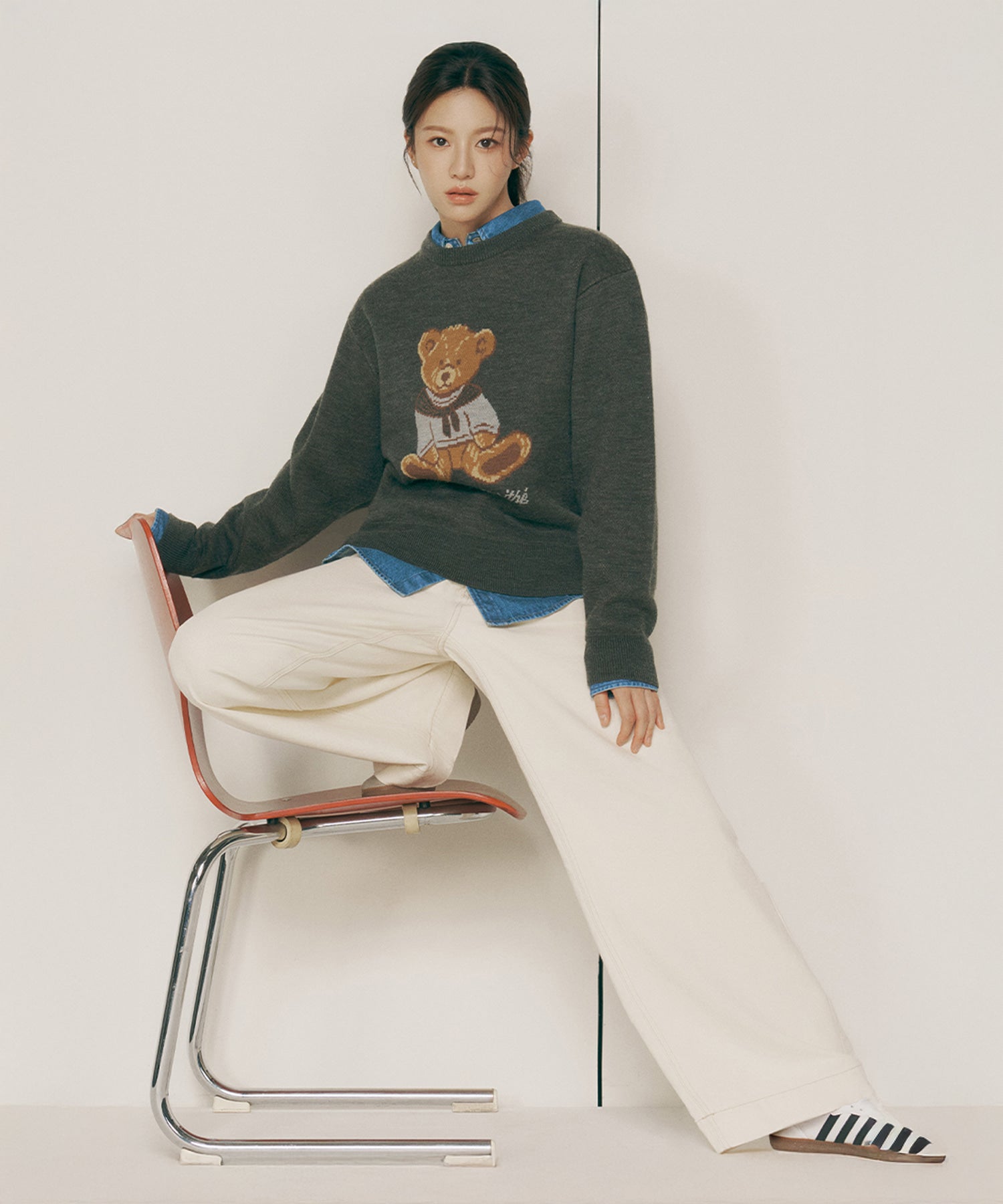 Marithe & Francois Girbaud - Doodle Bear Sweater (Charcoal) product image 3 | TRAB K-Fashion Australia