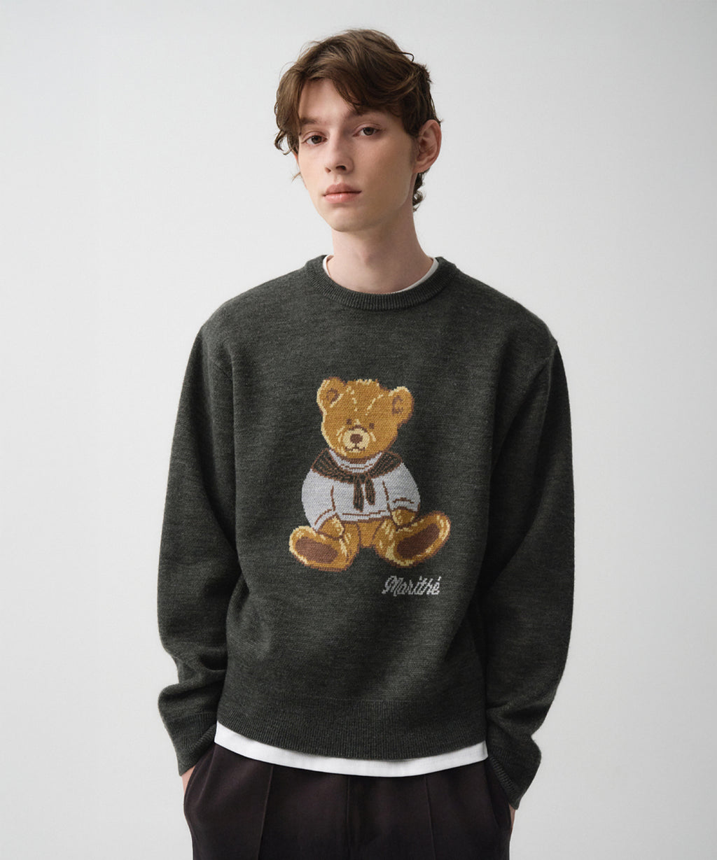 Marithe & Francois Girbaud - Doodle Bear Sweater (Charcoal) product image 5 | TRAB K-Fashion Australia