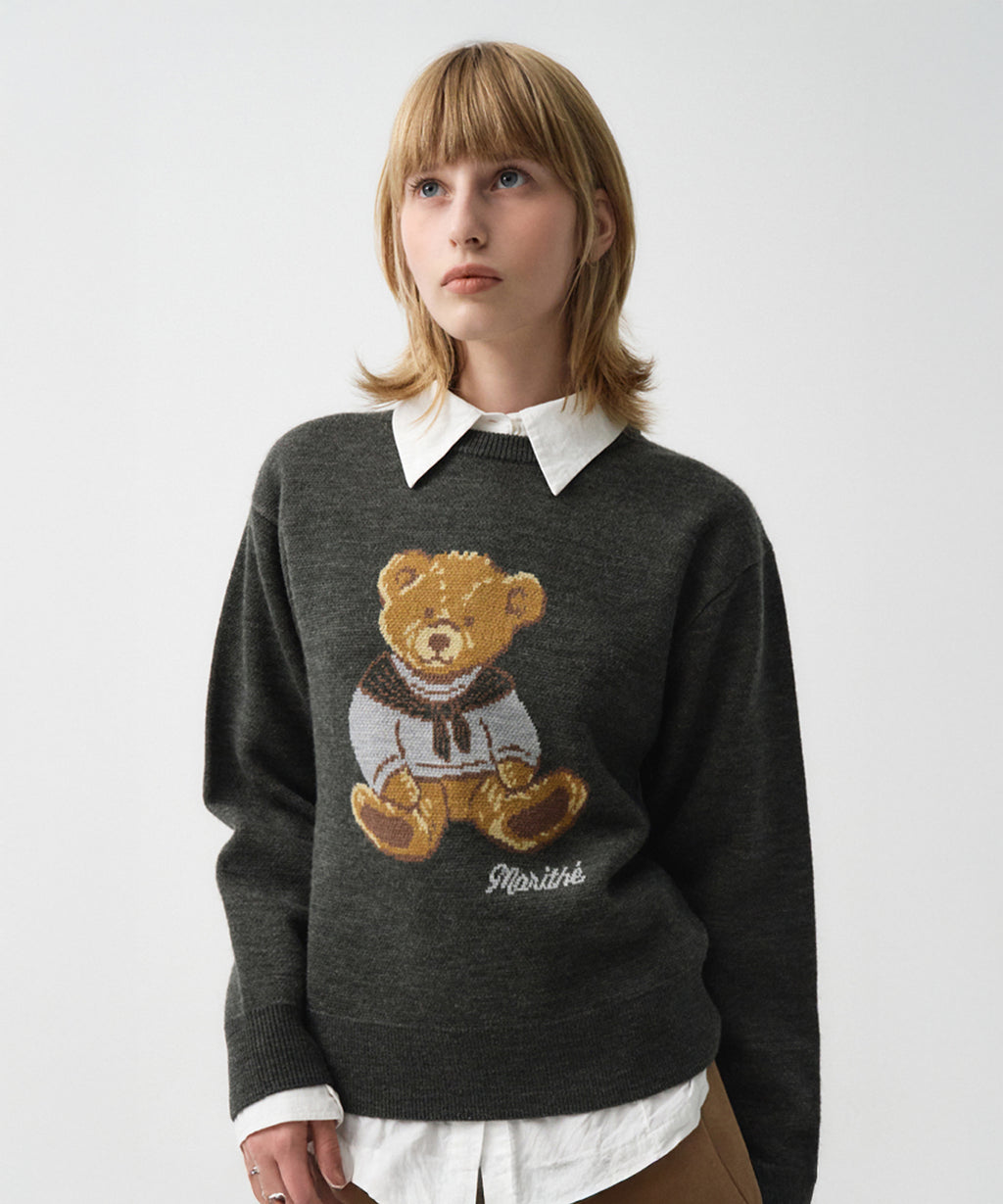 Marithe & Francois Girbaud - Doodle Bear Sweater (Charcoal) product image 9 | TRAB K-Fashion Australia