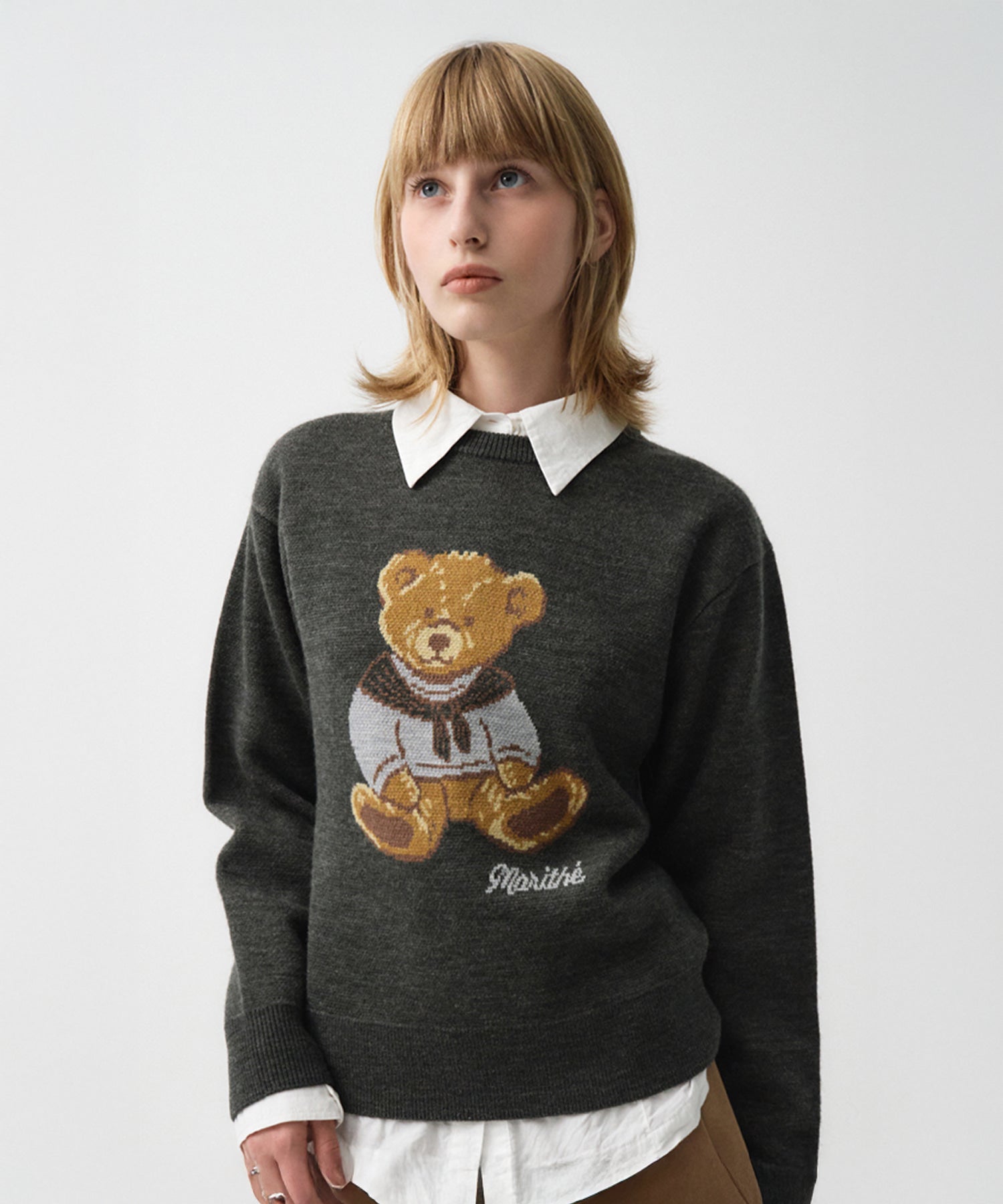 Marithe & Francois Girbaud - Doodle Bear Sweater (Charcoal) product image 9 | TRAB K-Fashion Australia